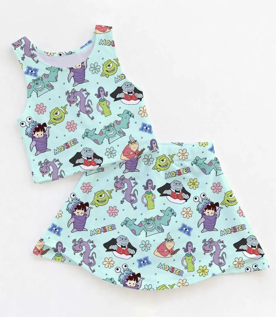 Monster Inc Disney Dress Set, Coquette Tennis Skirt Vacation Outfit, Cartoon Movie Fan Gift