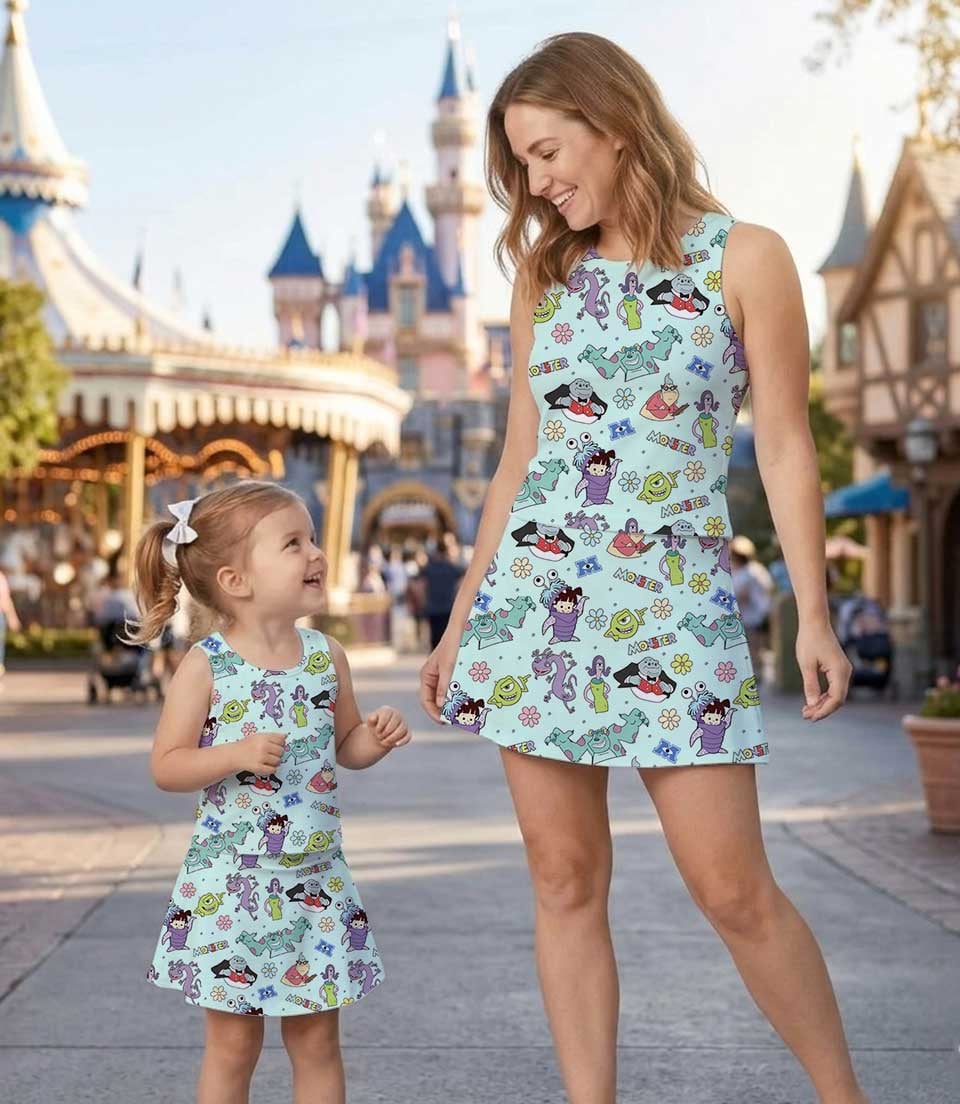 Monster Inc Disney Dress Set, Coquette Tennis Skirt Vacation Outfit, Cartoon Movie Fan Gift - Image 7