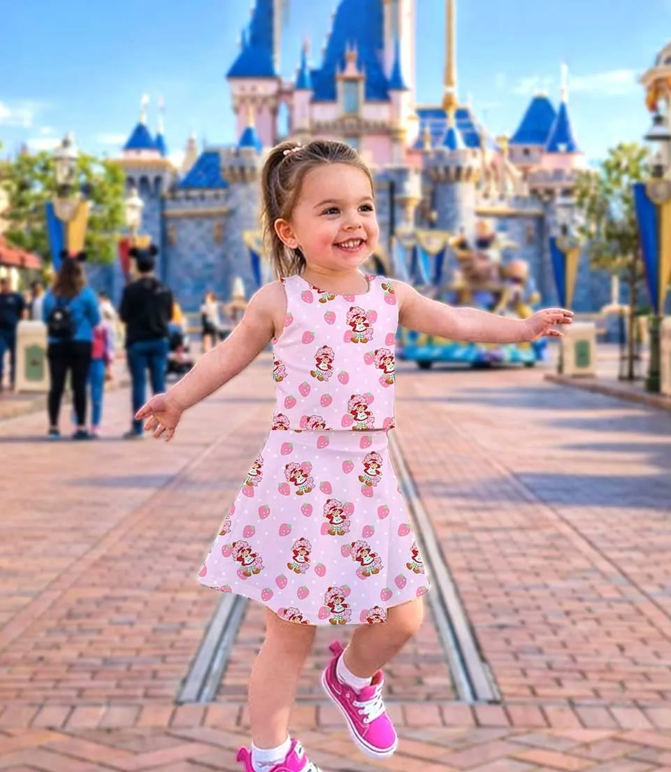 Strawberry Shortcake Pink Dress, Cute Character Vacation Outfit - Image 3