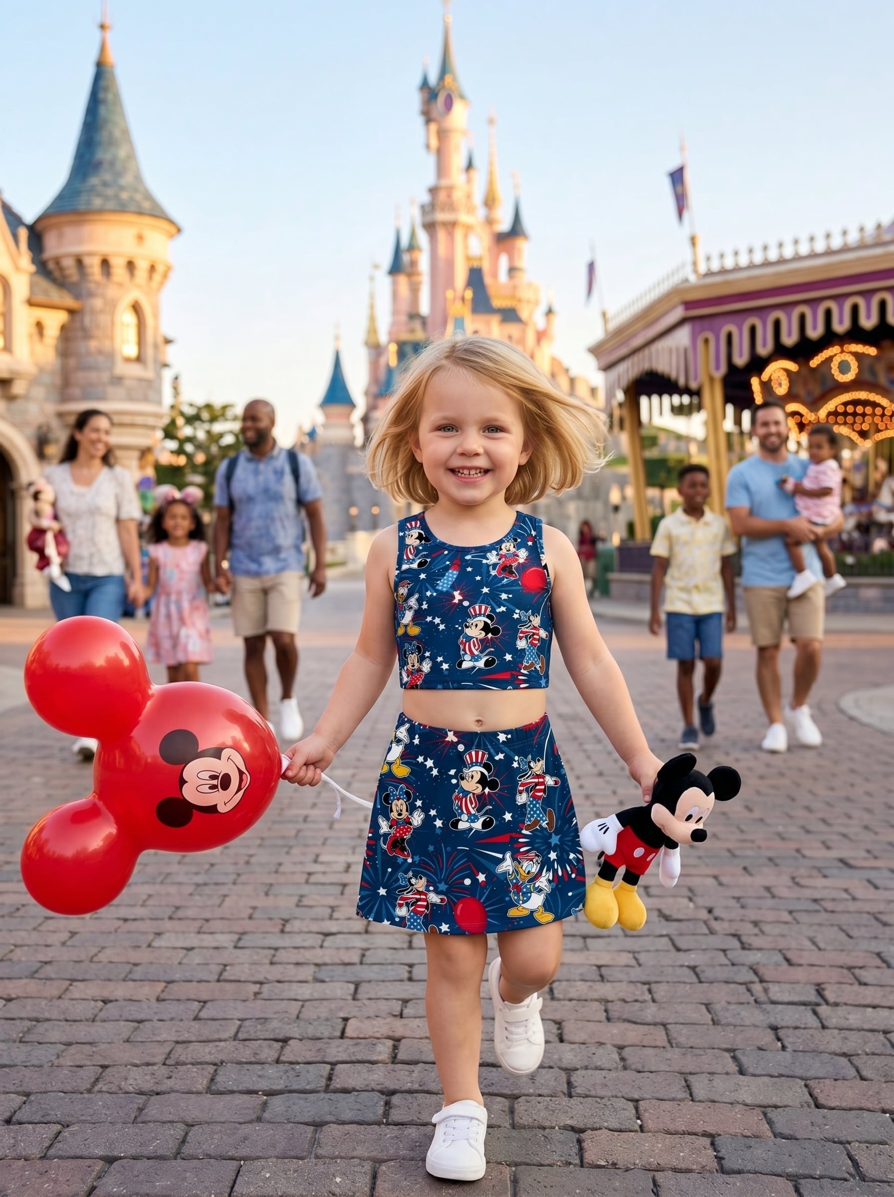 Patriotic Disney Matching Dress Set, Mom And Me Cartoon Outfit, Disneyland Family Trip Clothes - Image 2