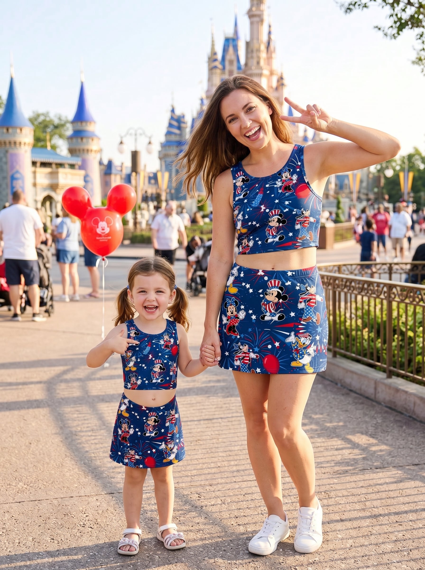 Patriotic Disney Matching Dress Set, Mom And Me Cartoon Outfit, Disneyland Family Trip Clothes - Image 3