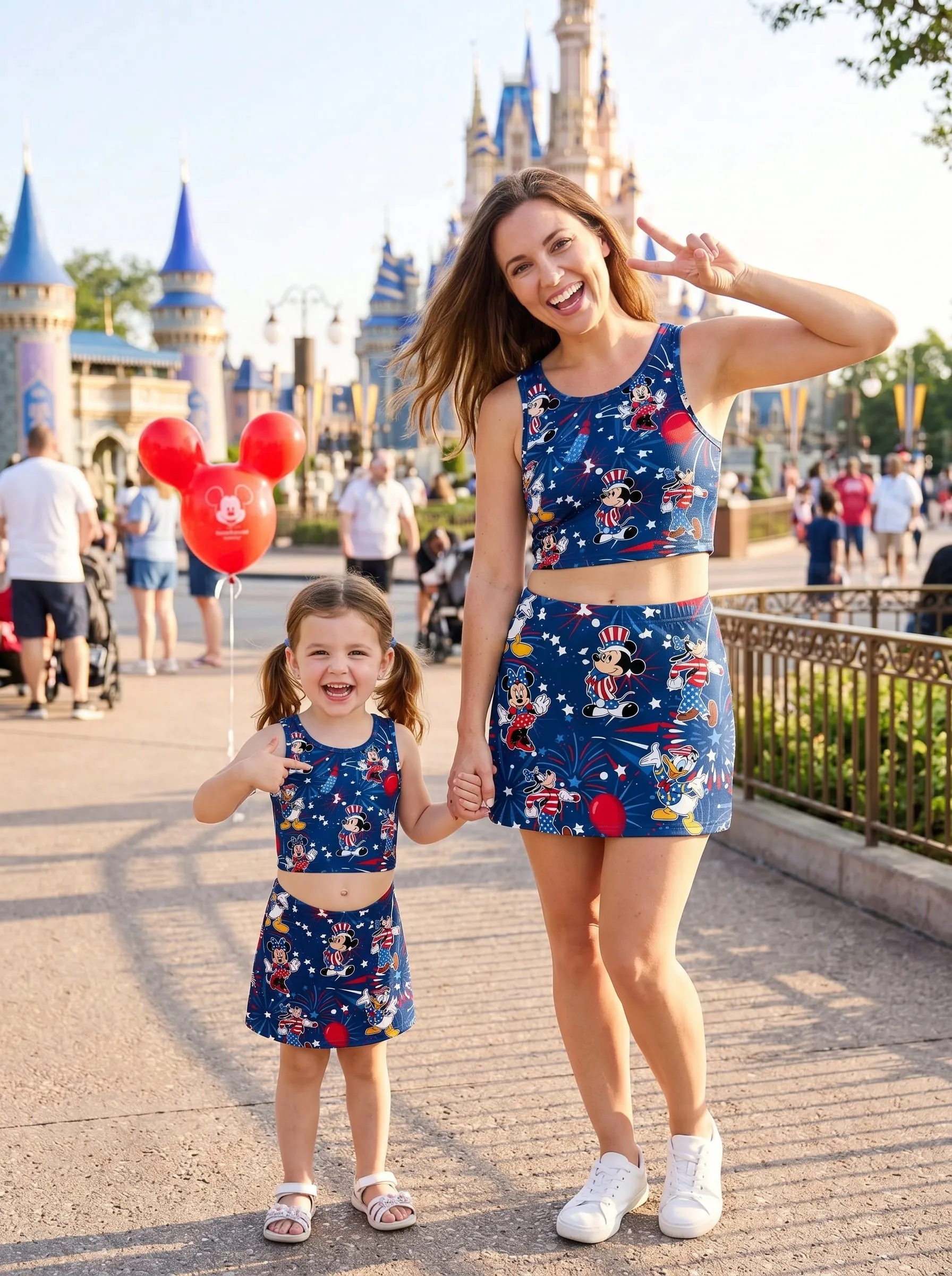 Patriotic Disney Matching Dress Set, Mom And Me Cartoon Outfit, Disneyland Family Trip Clothes - Image 3