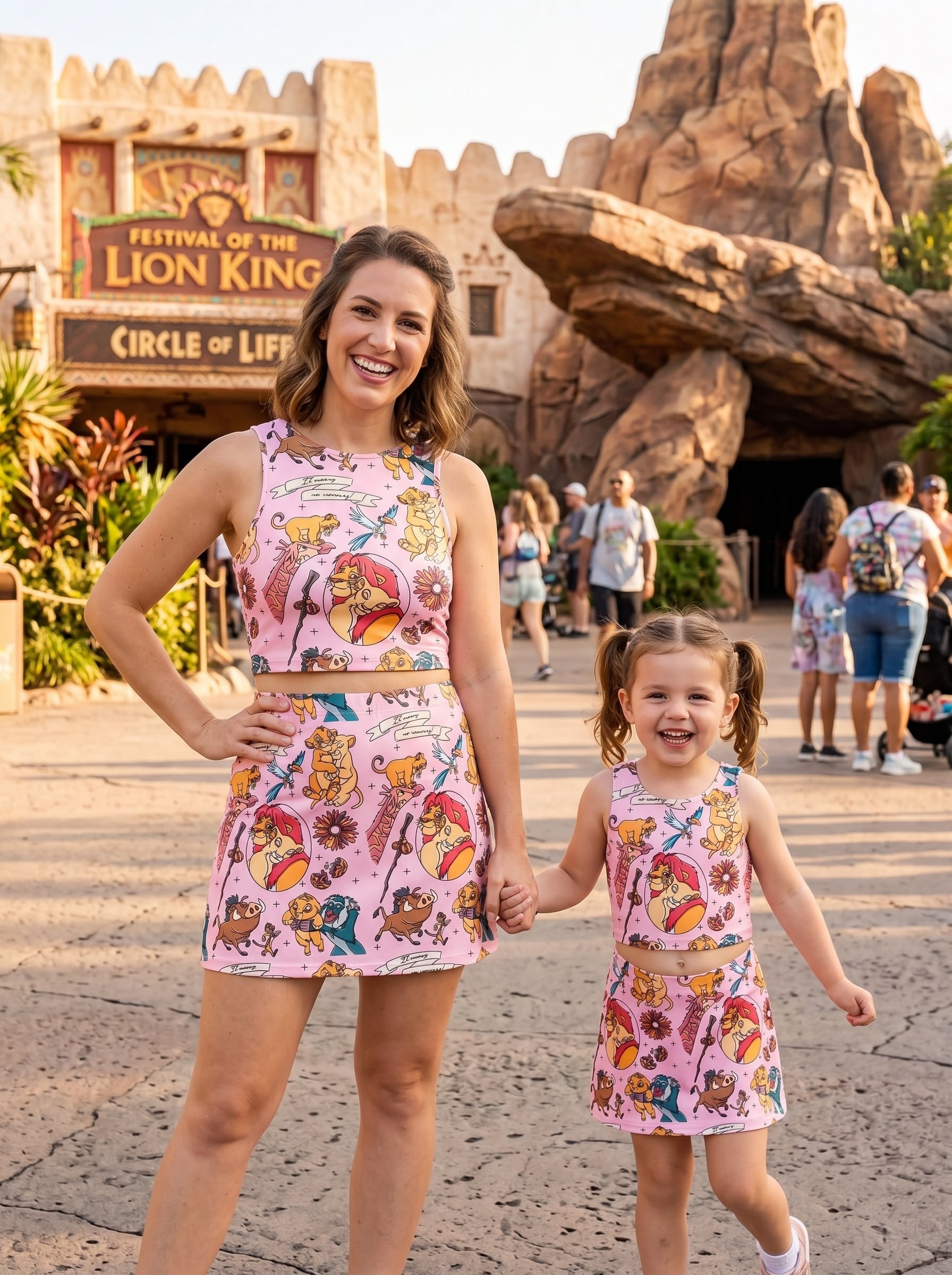 Lion King Matching Dress Set, Mom And Me Cartoon Outfit, Disneyland Family Trip Clothes