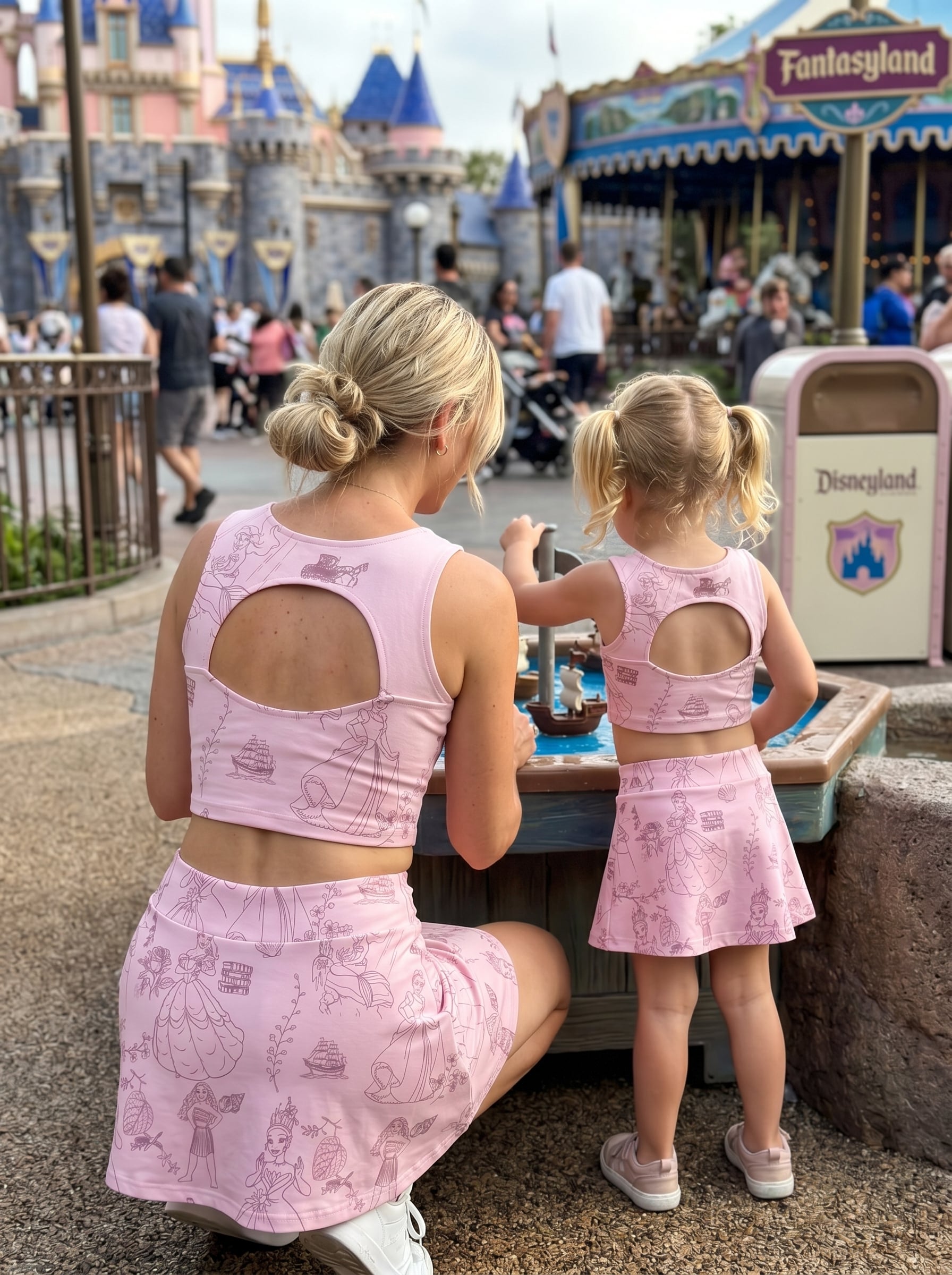 Disney Princess Matching Dress Set, Mom And Me Cartoon Outfit, Disneyland Family Trip Clothes - Image 4