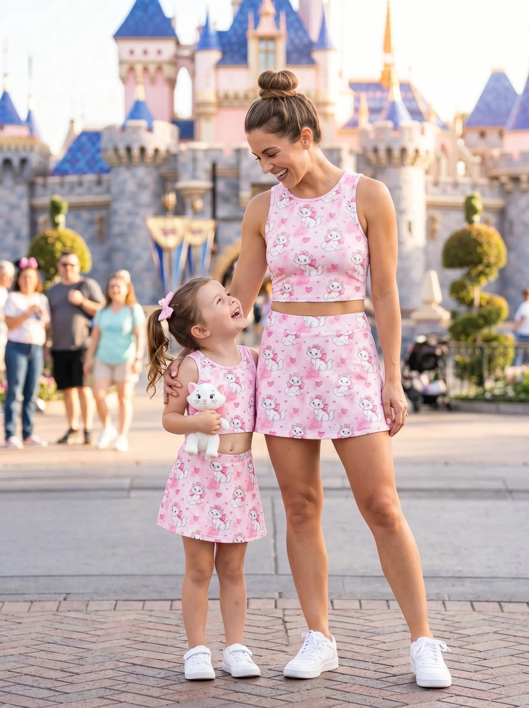 Disney Marie Dress Set, Cartoon Skirt Set, Mom And Me Matching Dress Set, Theme Park Vacation Outfit, Cute Family Trip Outfit