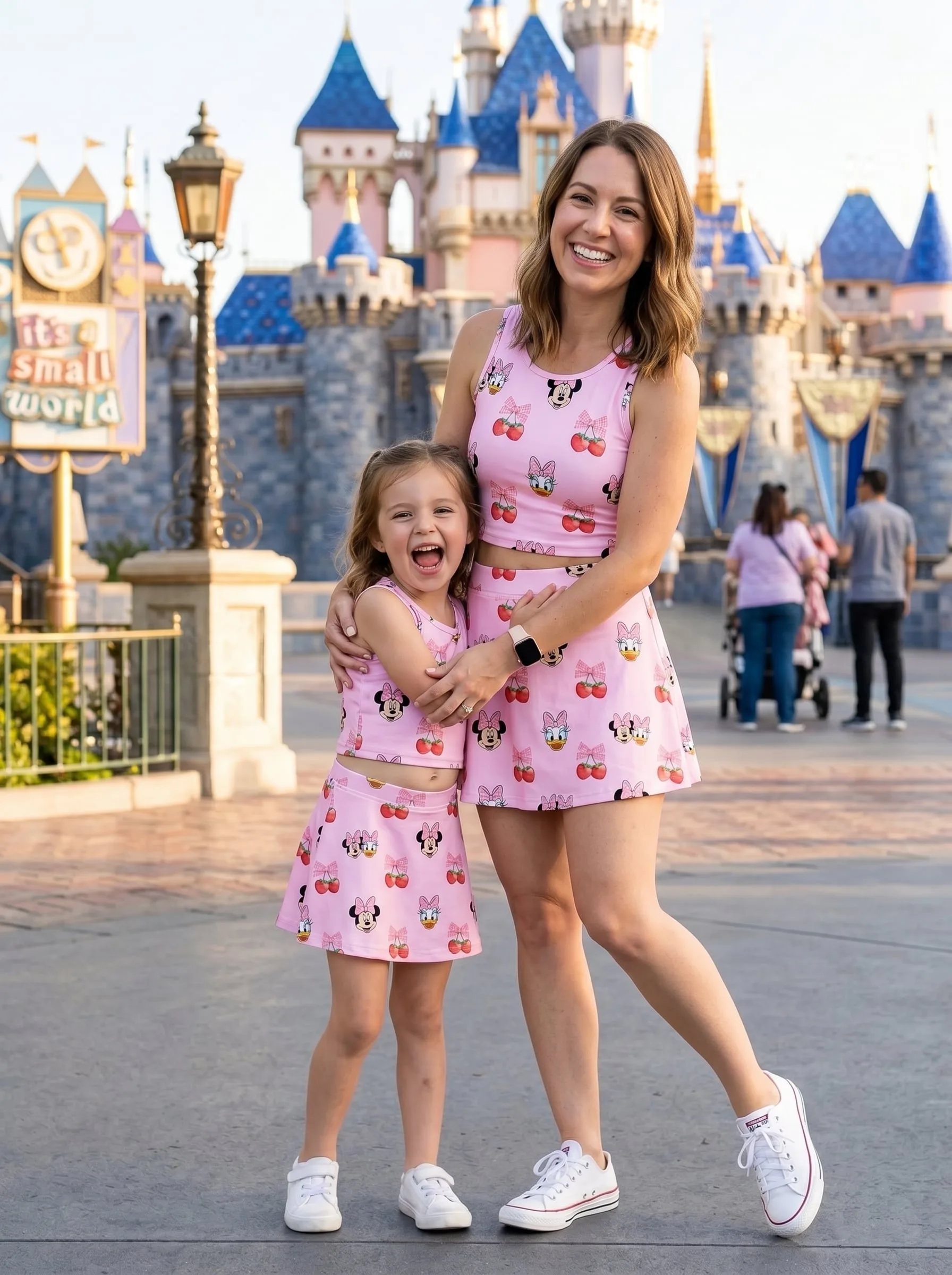 Minnie Mouse Cherry Dress Set, Pink Disney Skirt Set, Mom And Me Matching Dress Set, Theme Park Vacation Outfit, Cute Summer Outfit - Image 5