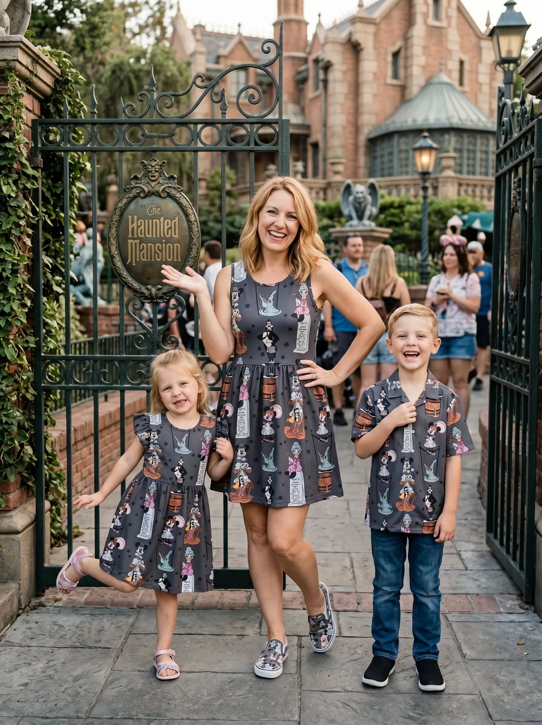 Haunted Mansion Matching Family Outfit, Disney Skater Dress And Button Shirt, Theme Park Trip Clothing - Image 3