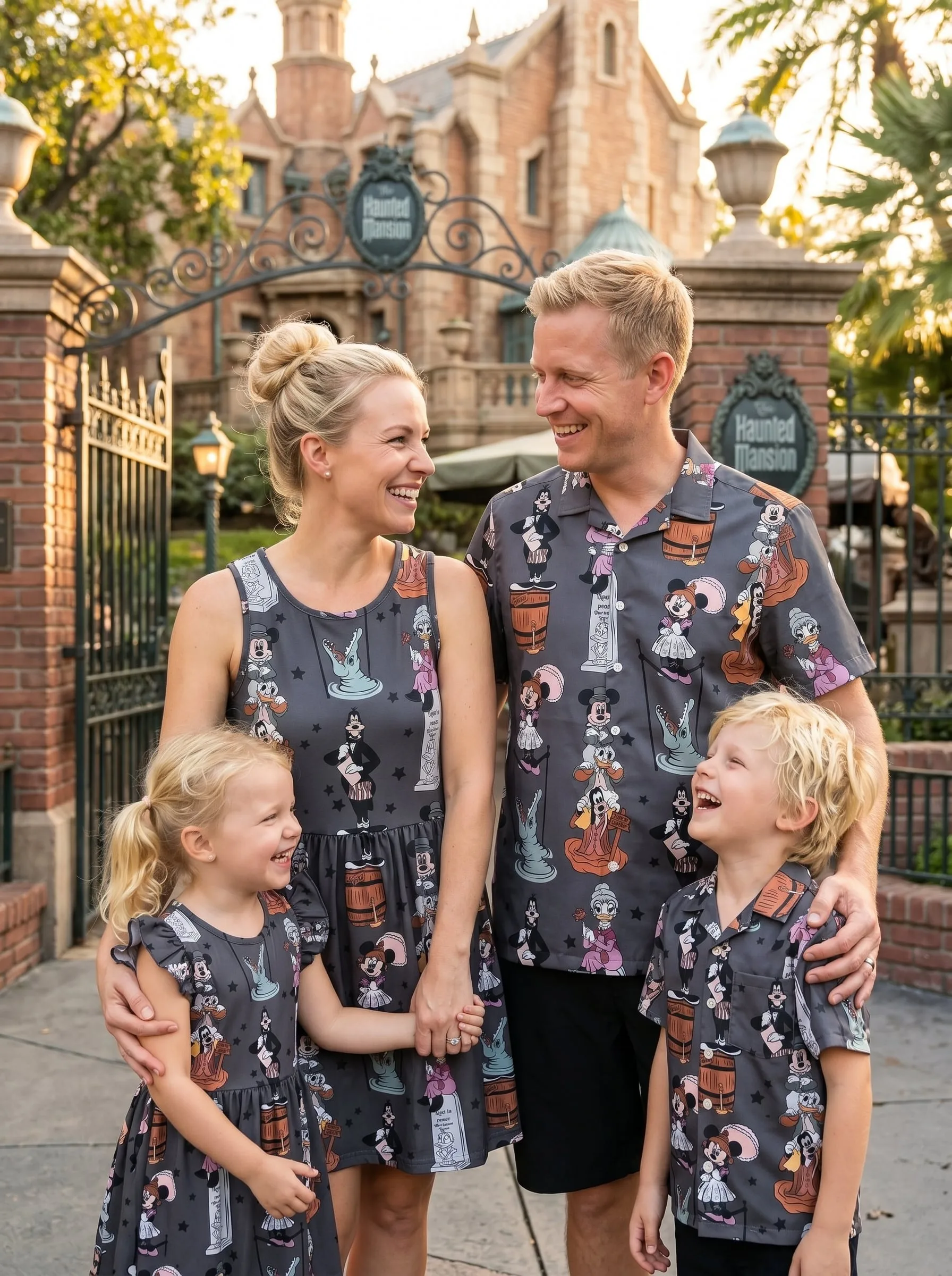Haunted Mansion Matching Family Outfit, Disney Skater Dress And Button Shirt, Theme Park Trip Clothing - Image 2