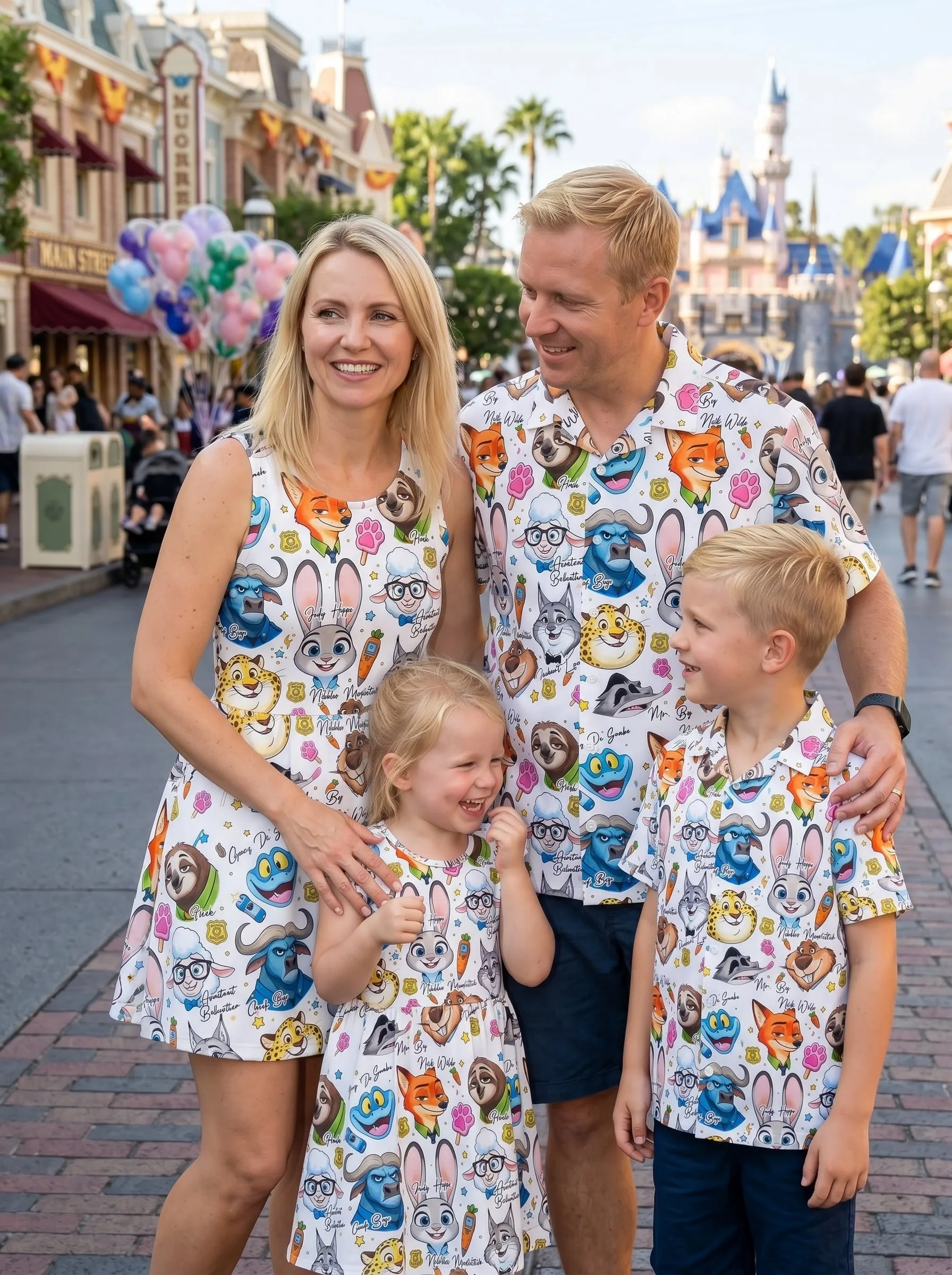Zootopia Disney Matching Family Set, Character Print Outfit, Disneyland Family Trip Clothes