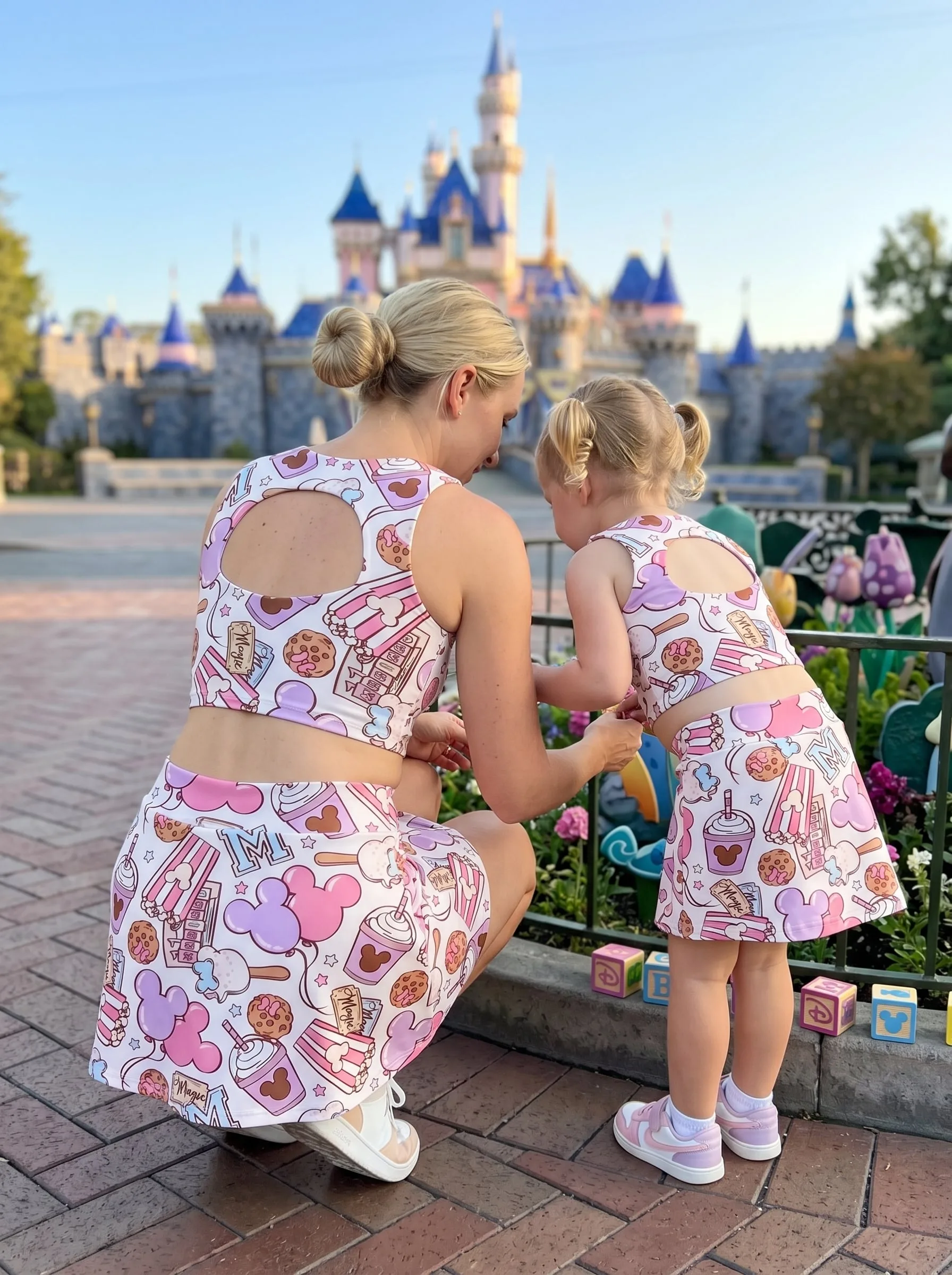 Disney Snacks Dress Set, Cartoon Skirt Set, Mom And Me Matching Dress Set, Theme Park Vacation Outfit, Cute Family Trip Outfit - Image 3