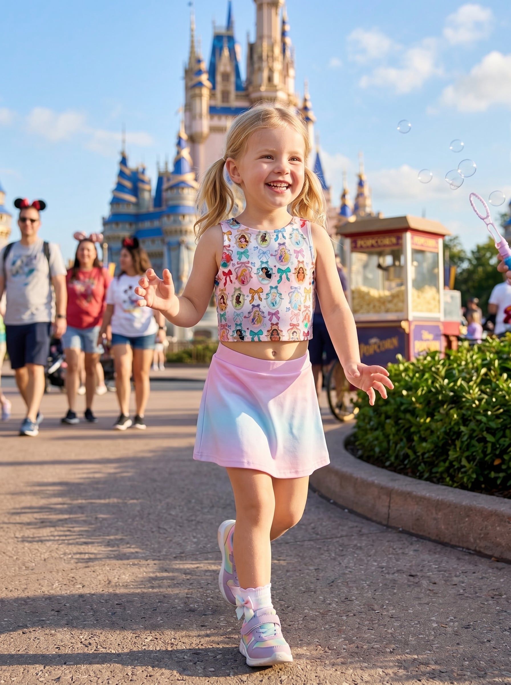 Disney Princess Ombre Matching Dress Set, Mom And Me Cartoon Outfit, Disneyland Family Trip Clothes - Image 2