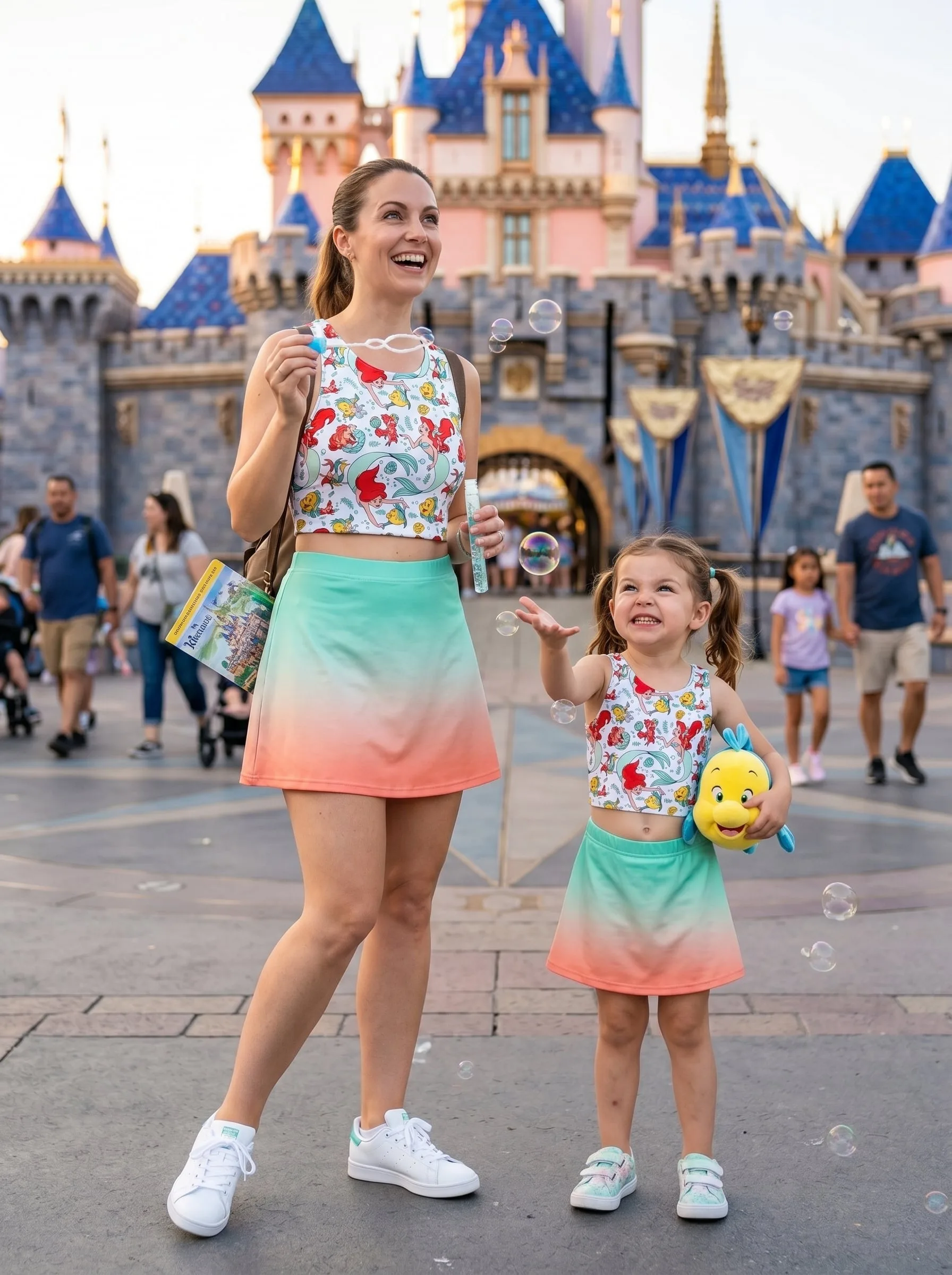 The Little Mermaid Ombre Matching Dress Set, Mom And Me Cartoon Outfit, Disneyland Family Trip Clothes - Image 4