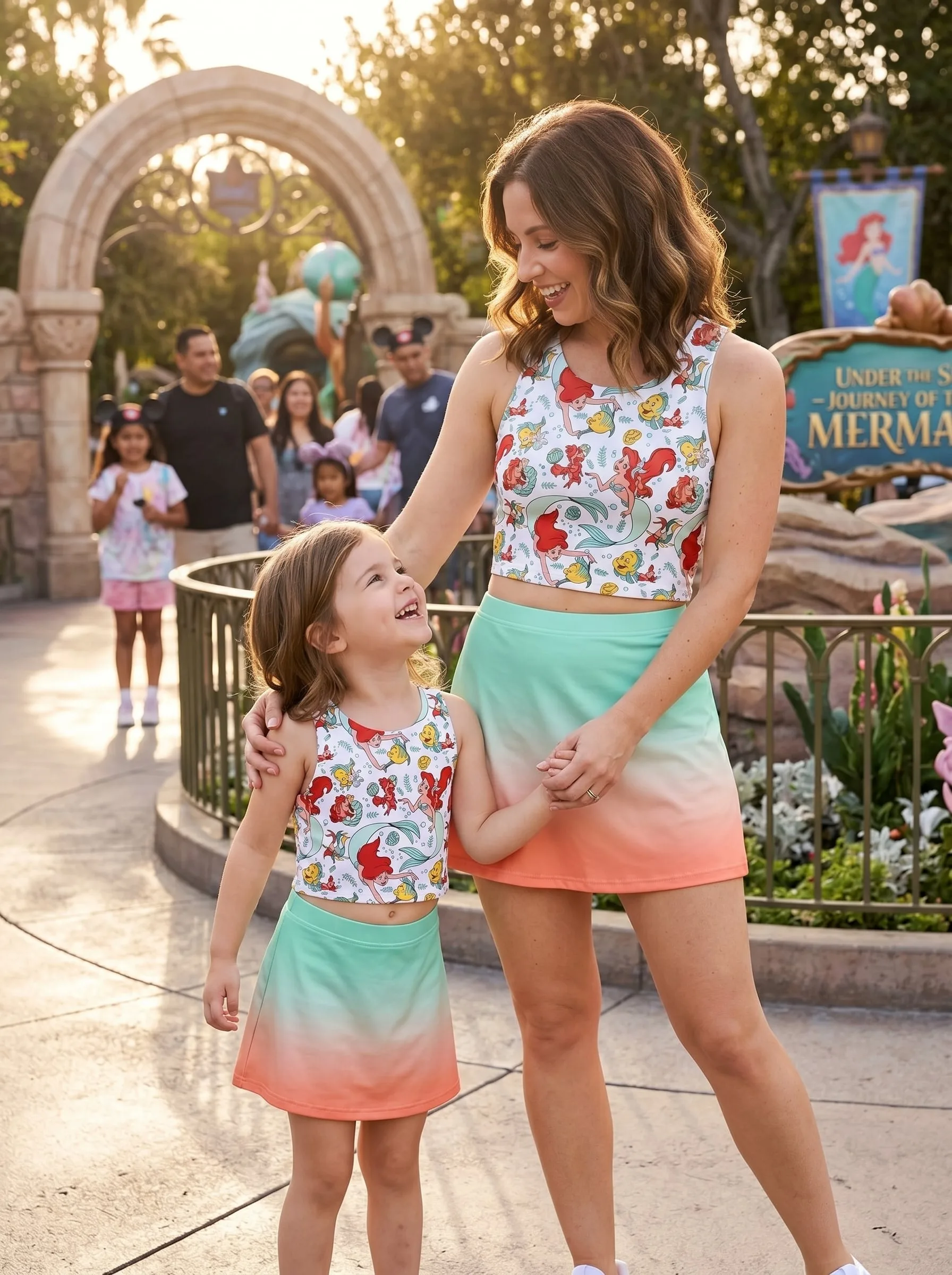 The Little Mermaid Ombre Matching Dress Set, Mom And Me Cartoon Outfit, Disneyland Family Trip Clothes - Image 5