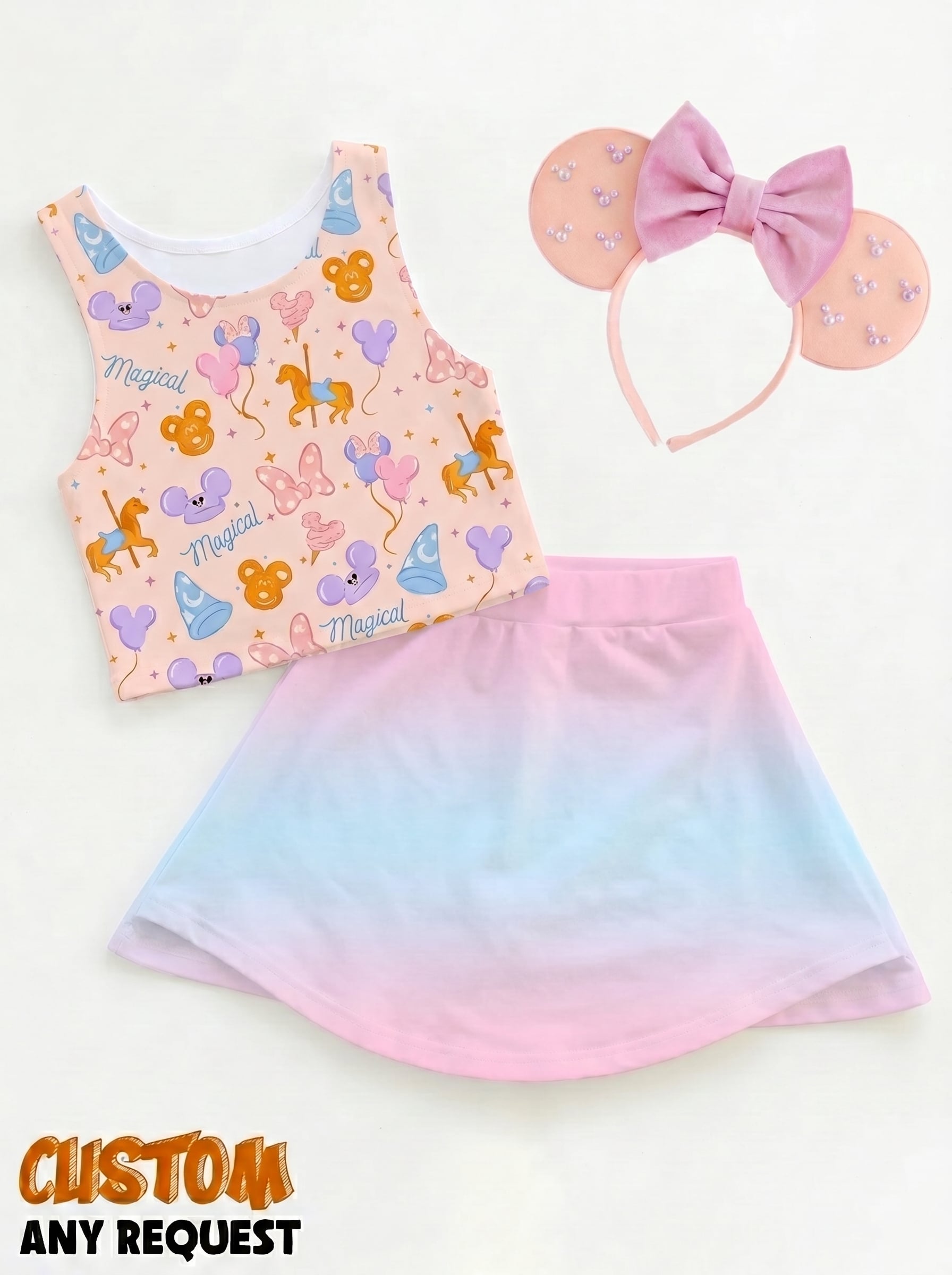 Disney Parks Ombre Matching Dress Set, Mom And Me Cartoon Outfit, Disneyland Family Trip Clothes