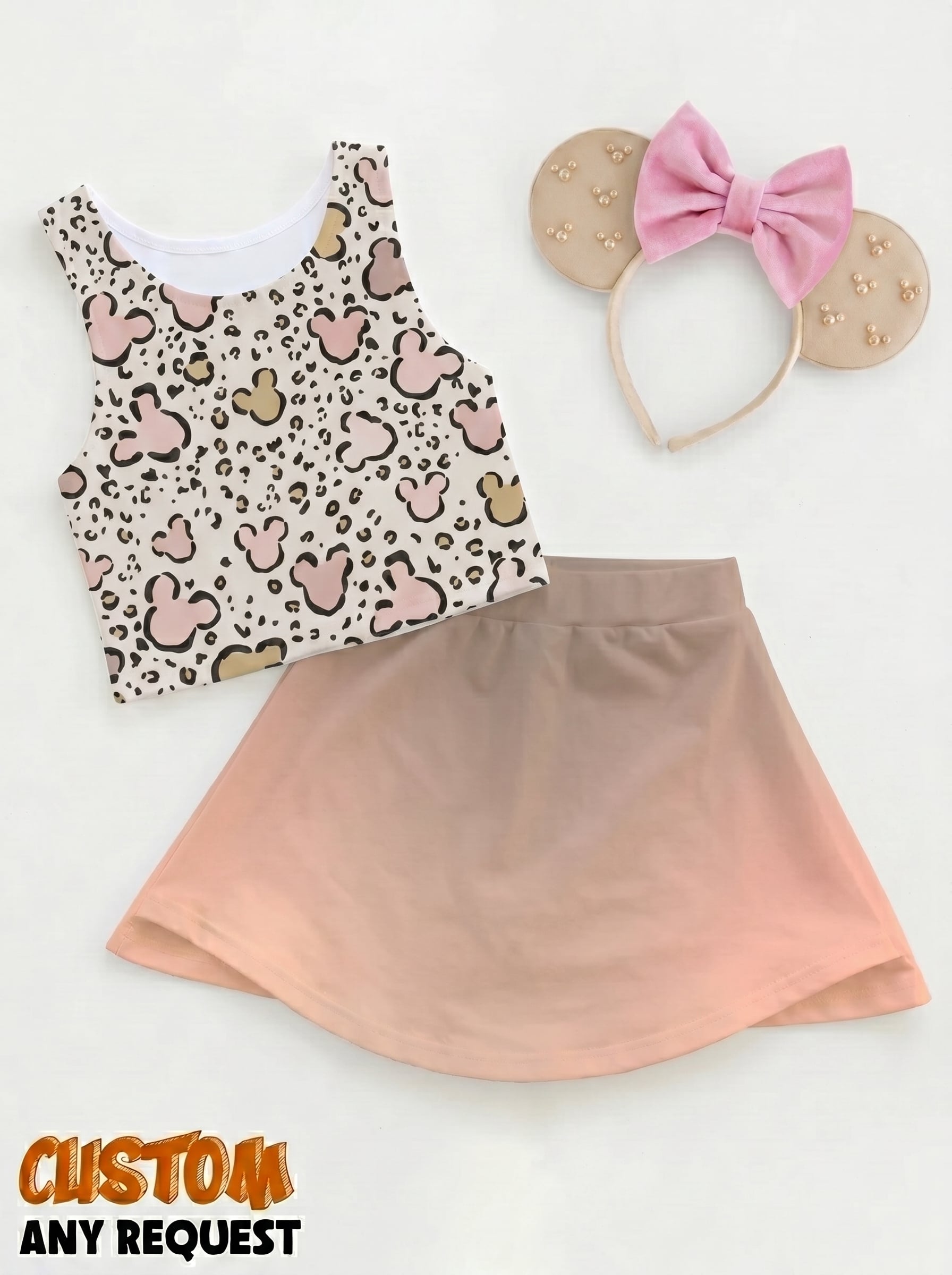 Leopard Mickey Ombre Matching Dress Set, Mom And Me Cartoon Outfit, Disneyland Family Trip Clothes