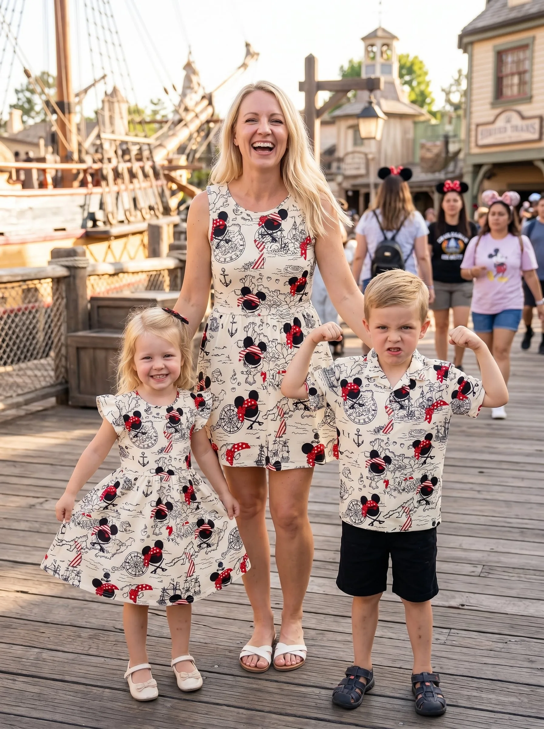 Mickey Cruise Dress Set, Disney Family Matching Vacation Outfit, Mickey Button Shirt And Skater Dress Summer Cruise Gift - Image 3
