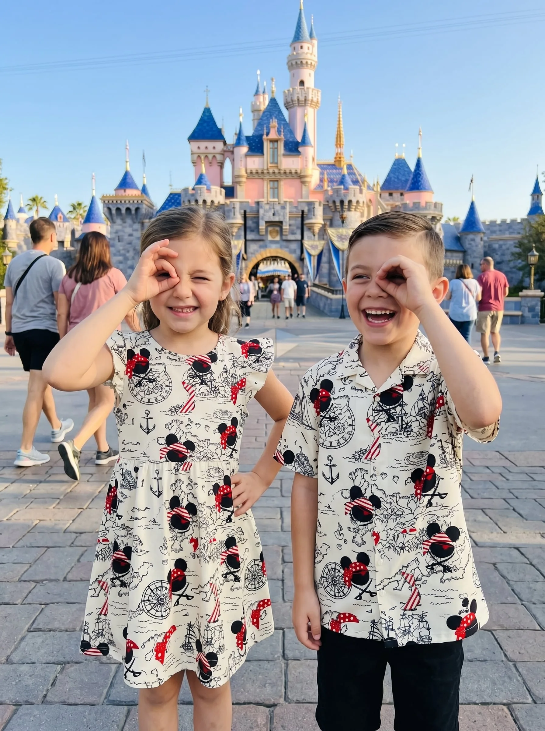 Mickey Cruise Dress Set, Disney Family Matching Vacation Outfit, Mickey Button Shirt And Skater Dress Summer Cruise Gift - Image 4