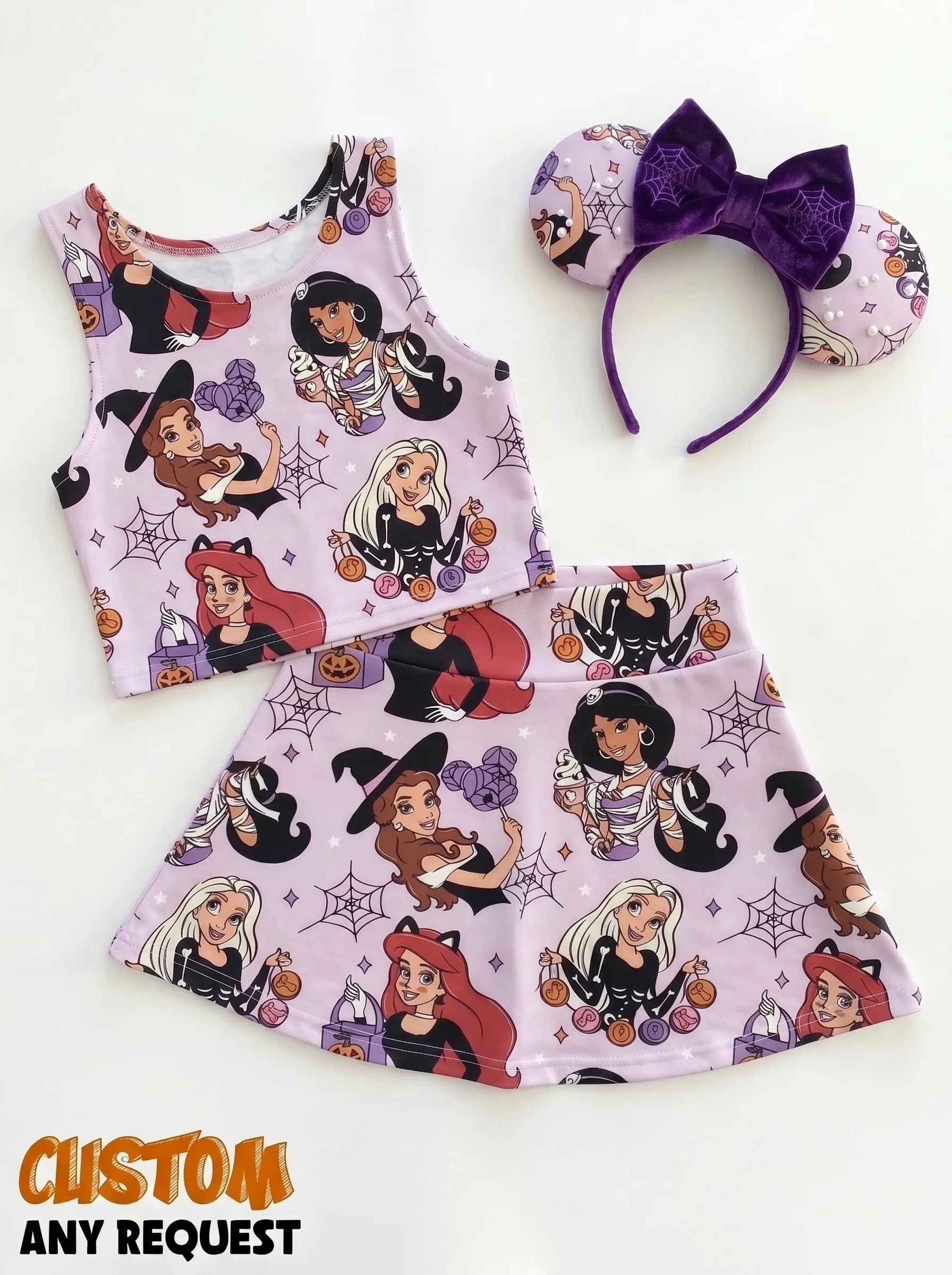 Disney Princess Halloween Matching Dress Set, Mom And Me Cartoon Outfit, Disneyland Family Trip Clothes