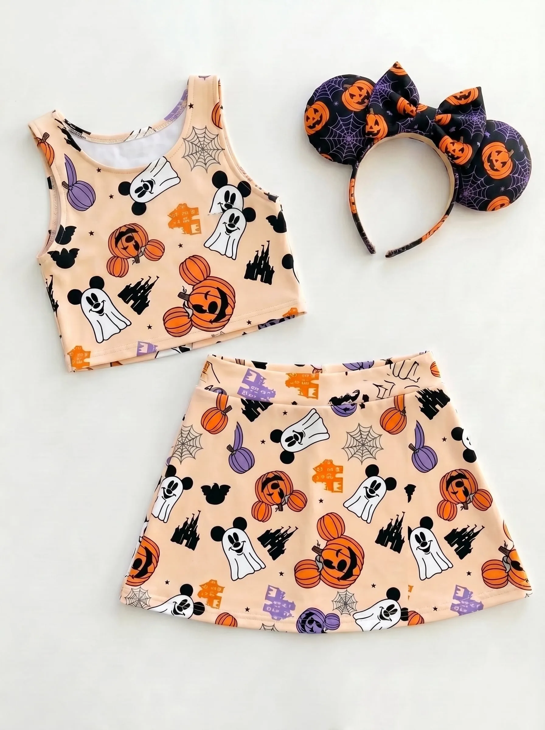 Disney Halloween Dress Set, Cartoon Skirt Set, Mom And Me Matching Dress Set, Theme Park Vacation Outfit, Cute Family Trip Outfit