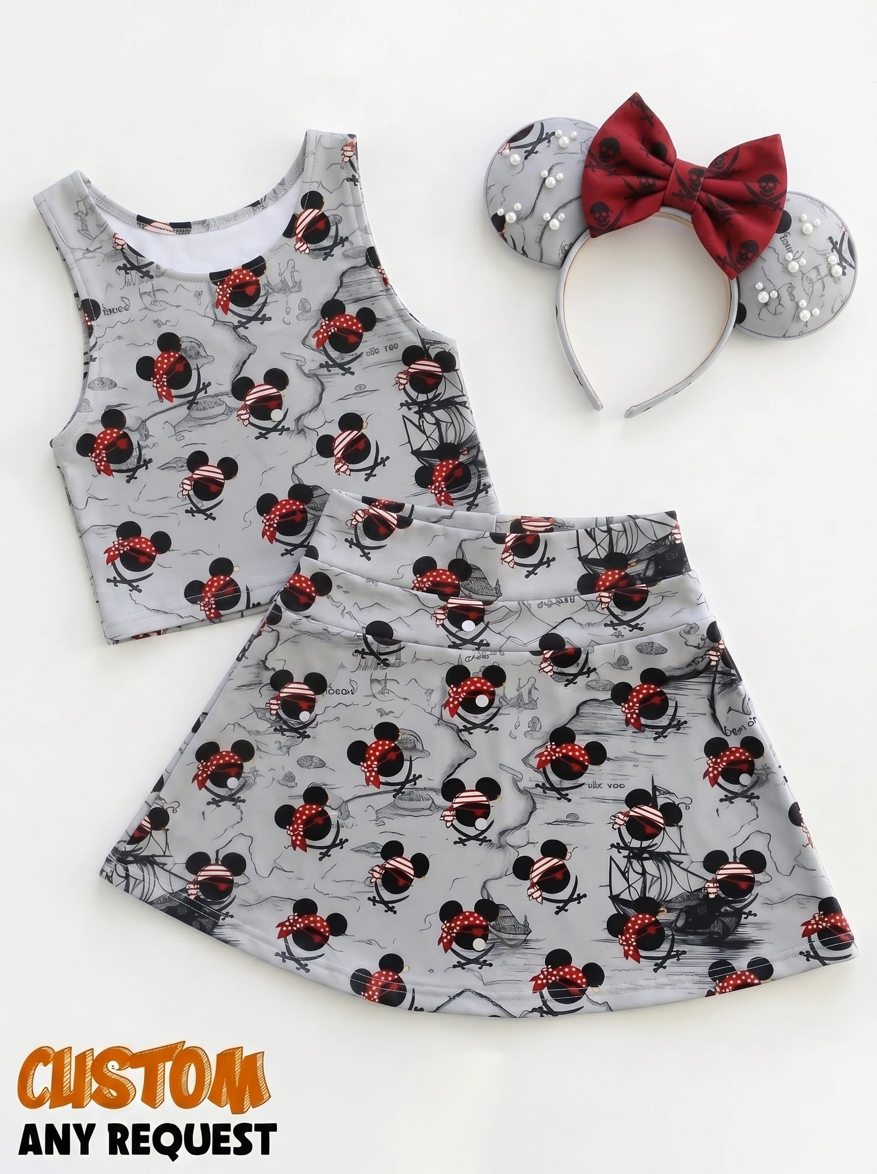 Disney Pirate Matching Dress Set, Mom And Me Cartoon Outfit, Disneyland Family Trip Clothes