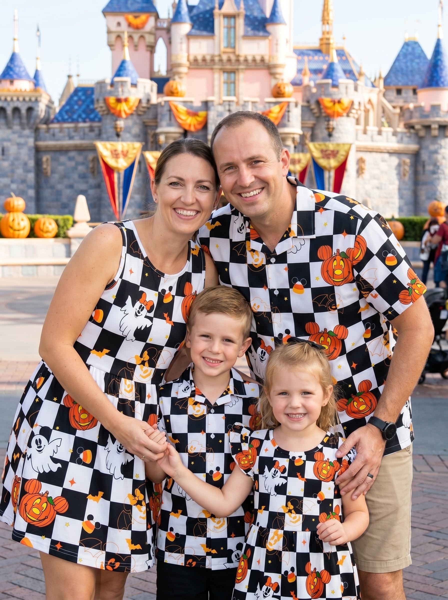 Halloween Mickey Checkerboard Family Matching Outfit, Disney Park Vacation Clothes