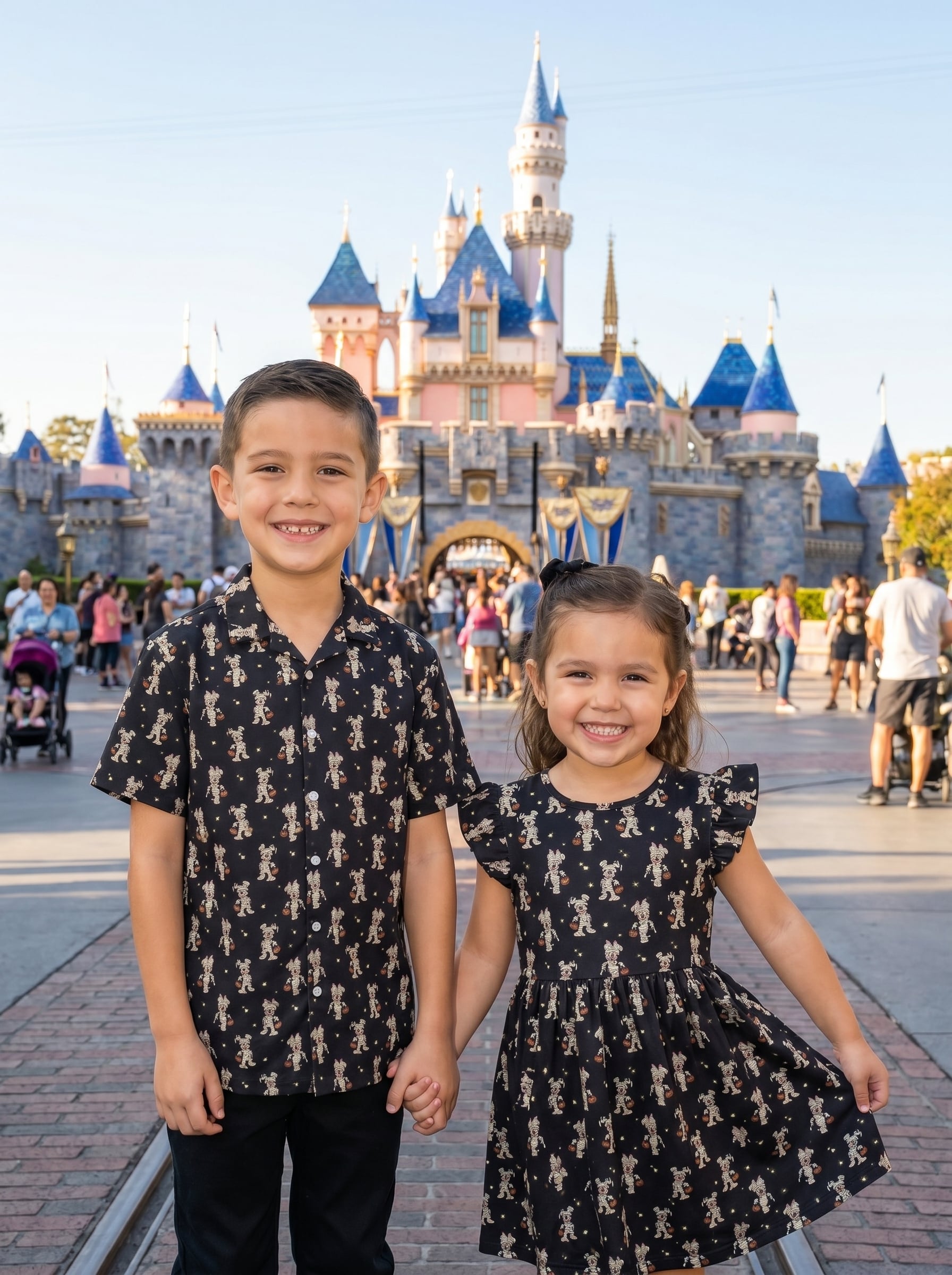 Mickey Halloween Button Shirt Disney Matching Outfits, Skater Dress Button Up Gift for Her Halloween Set - Image 4