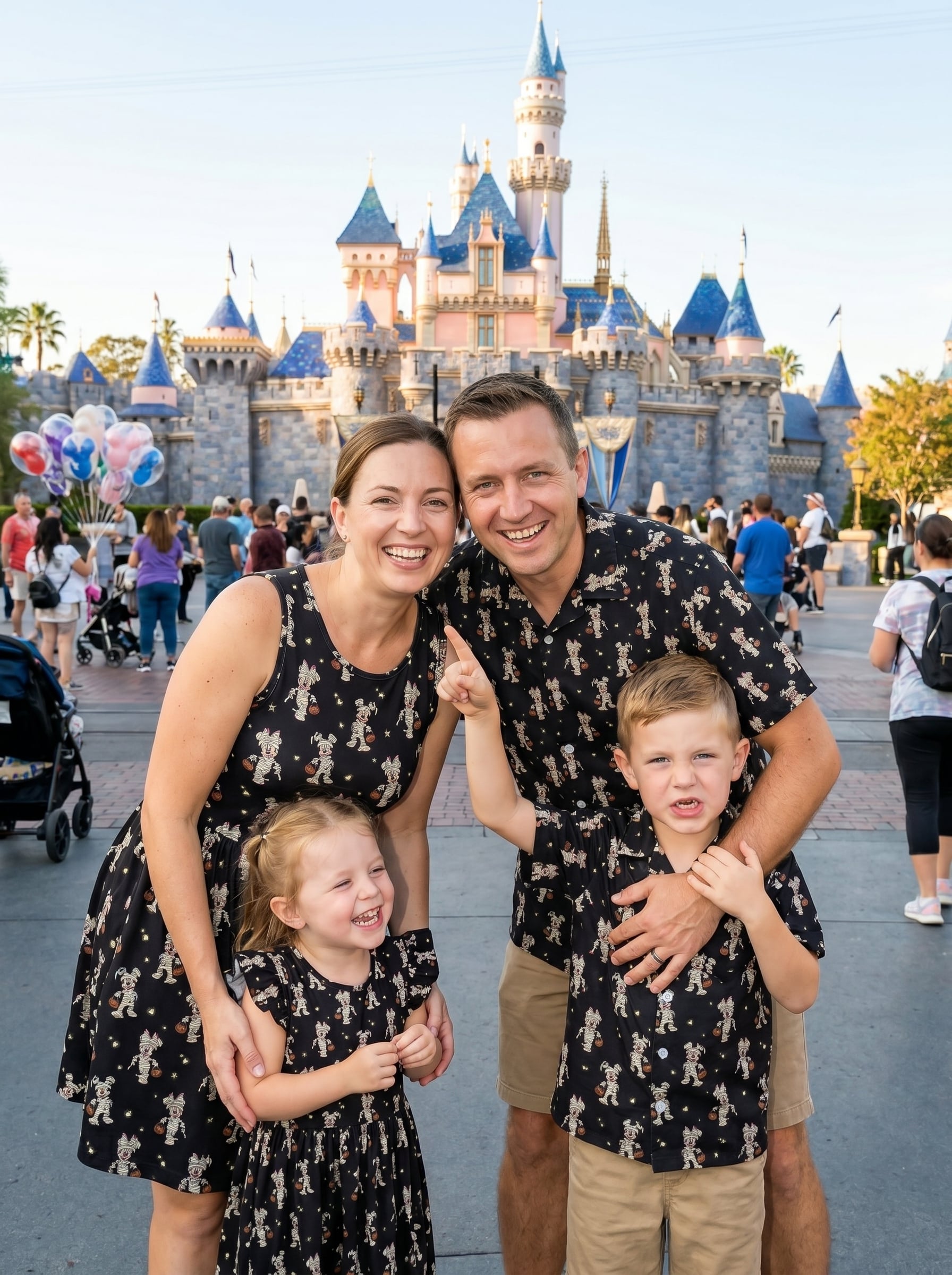 Mickey Halloween Button Shirt Disney Matching Outfits, Skater Dress Button Up Gift for Her Halloween Set - Image 3