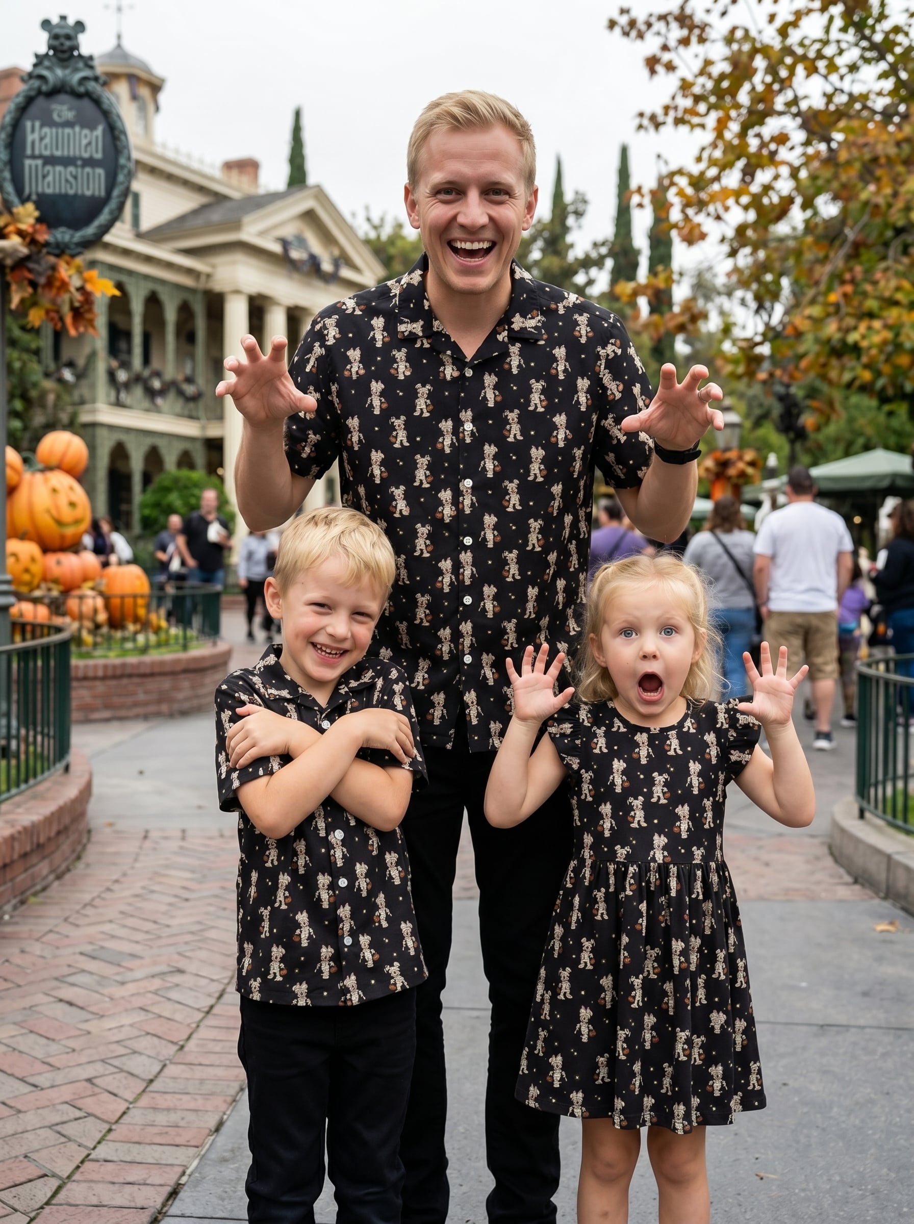 Mickey Halloween Button Shirt Disney Matching Outfits, Skater Dress Button Up Gift for Her Halloween Set - Image 2