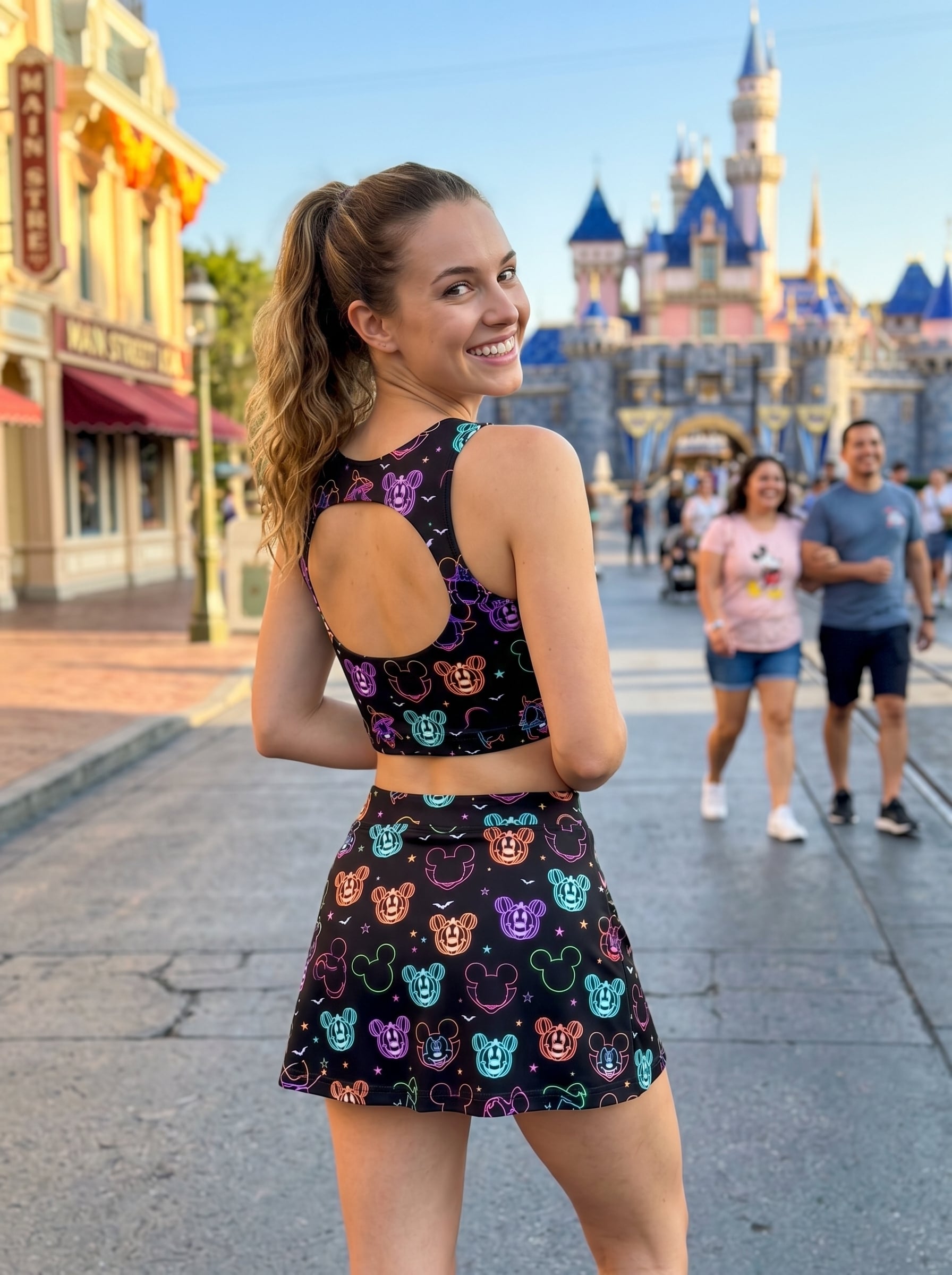 Neon Mickey Halloween Tennis Dress Skirt, Disney Park Vacation Outfit, Mickey Halloween Skort Dress - Image 3