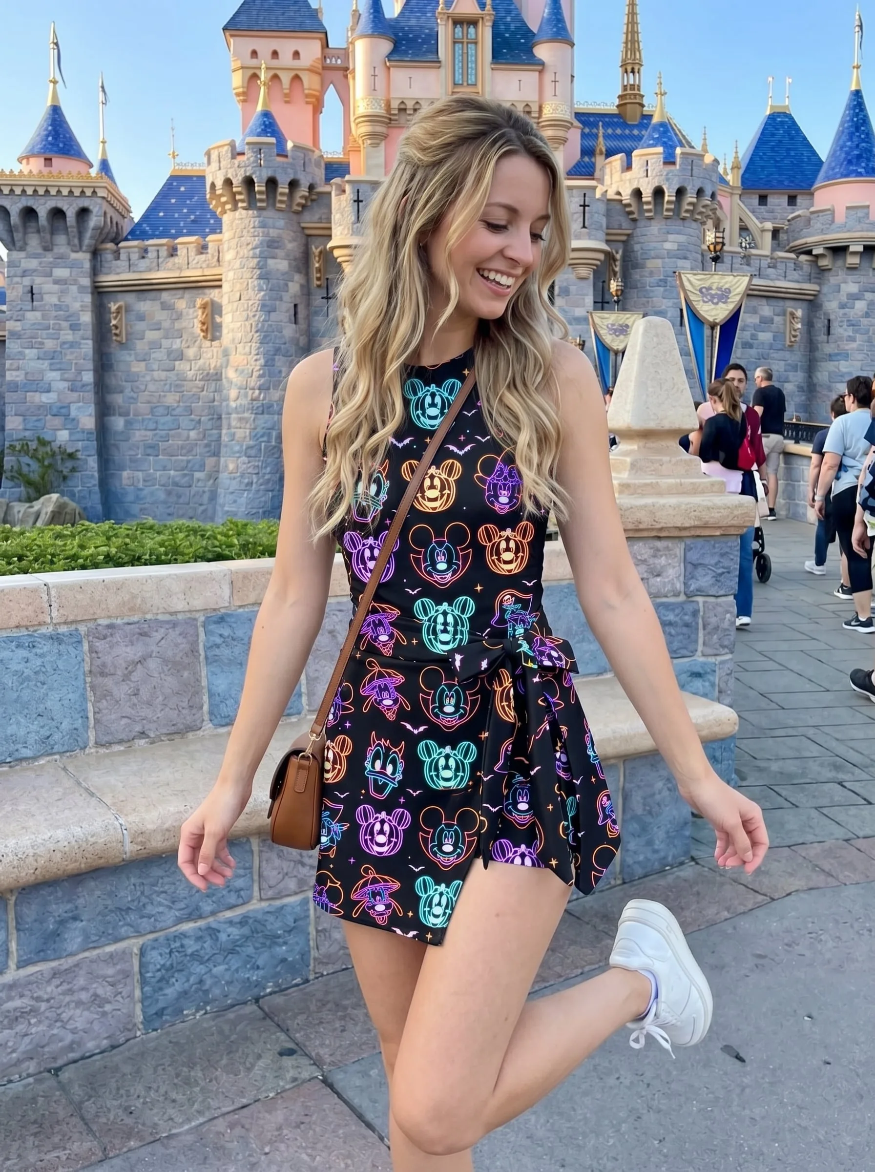 Neon Mickey Halloween Tennis Dress, Disney Park Vacation Outfit, Halloween Skort Dress - Image 3