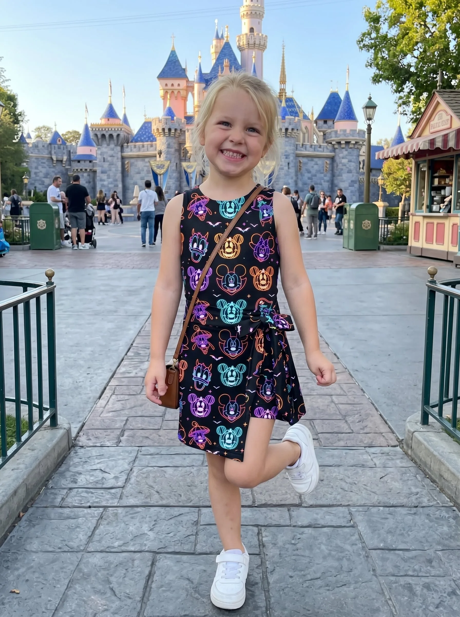 Neon Mickey Halloween Tennis Dress, Disney Park Vacation Outfit, Halloween Skort Dress - Image 2