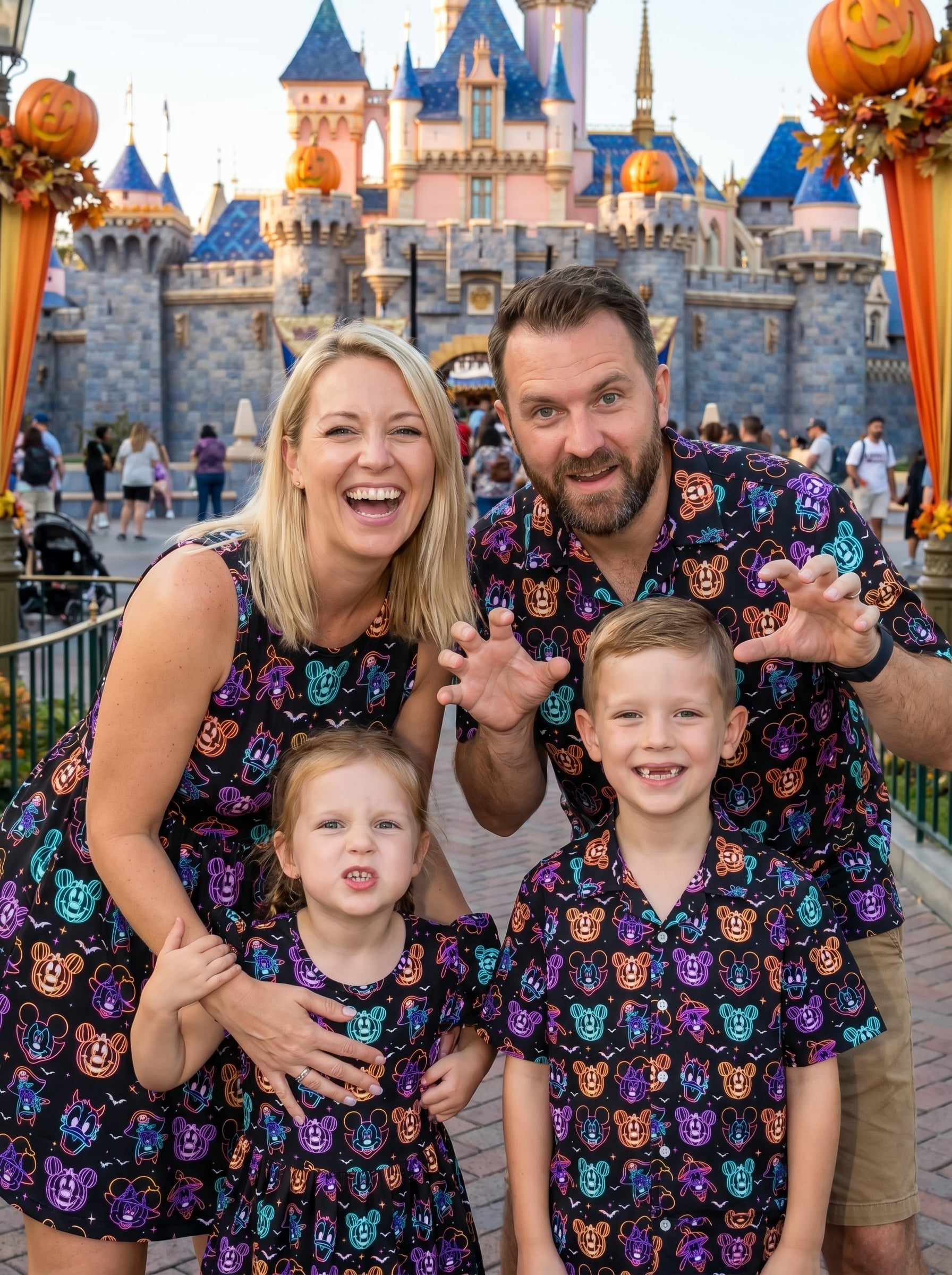 Neon Mickey Halloween Matching Family Set, Disney Halloween Family Outfit, Magic Kingdom Trip Clothes - Image 2