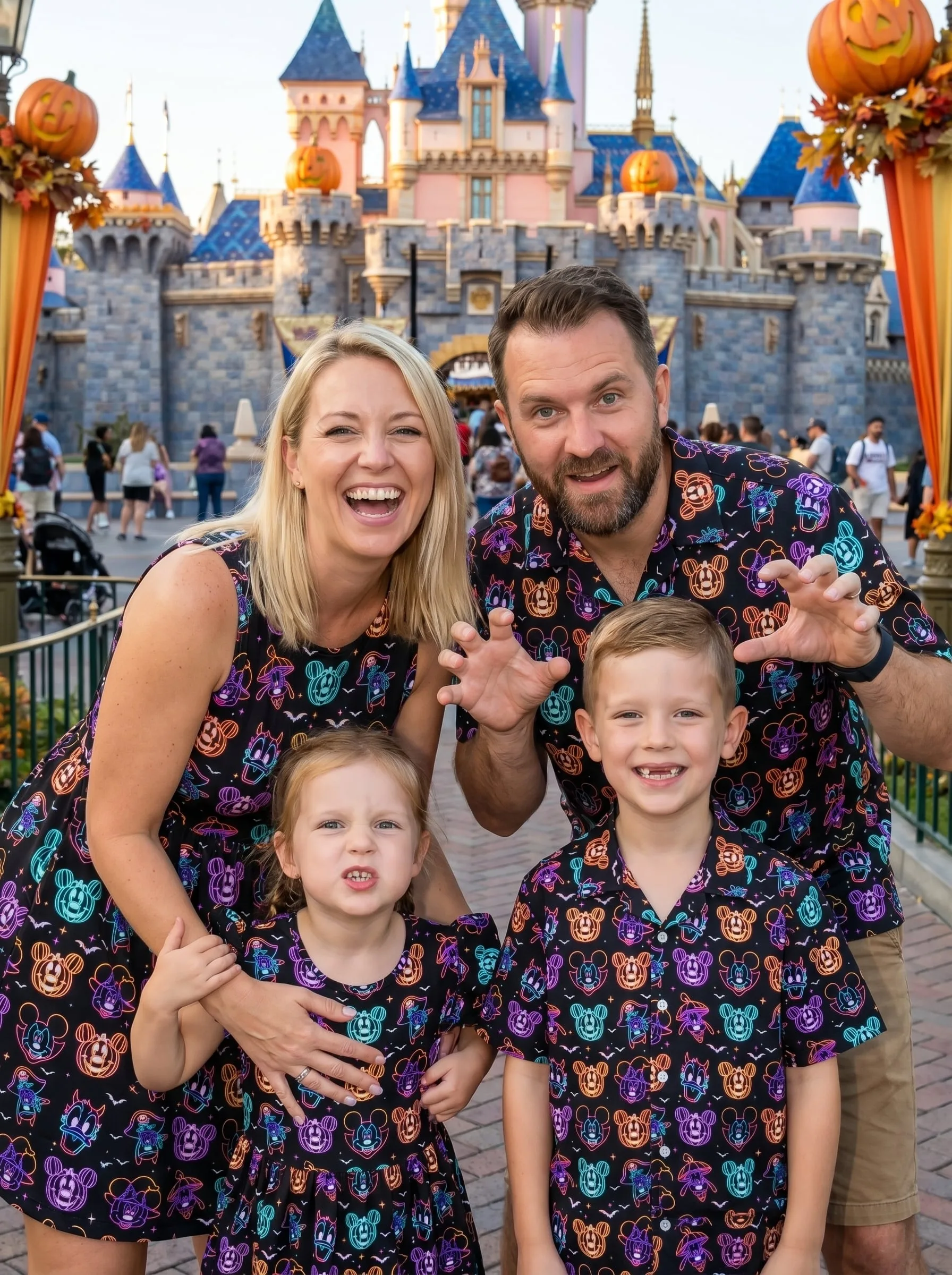 Neon Mickey Halloween Matching Family Set, Disney Halloween Family Outfit, Magic Kingdom Trip Clothes - Image 2
