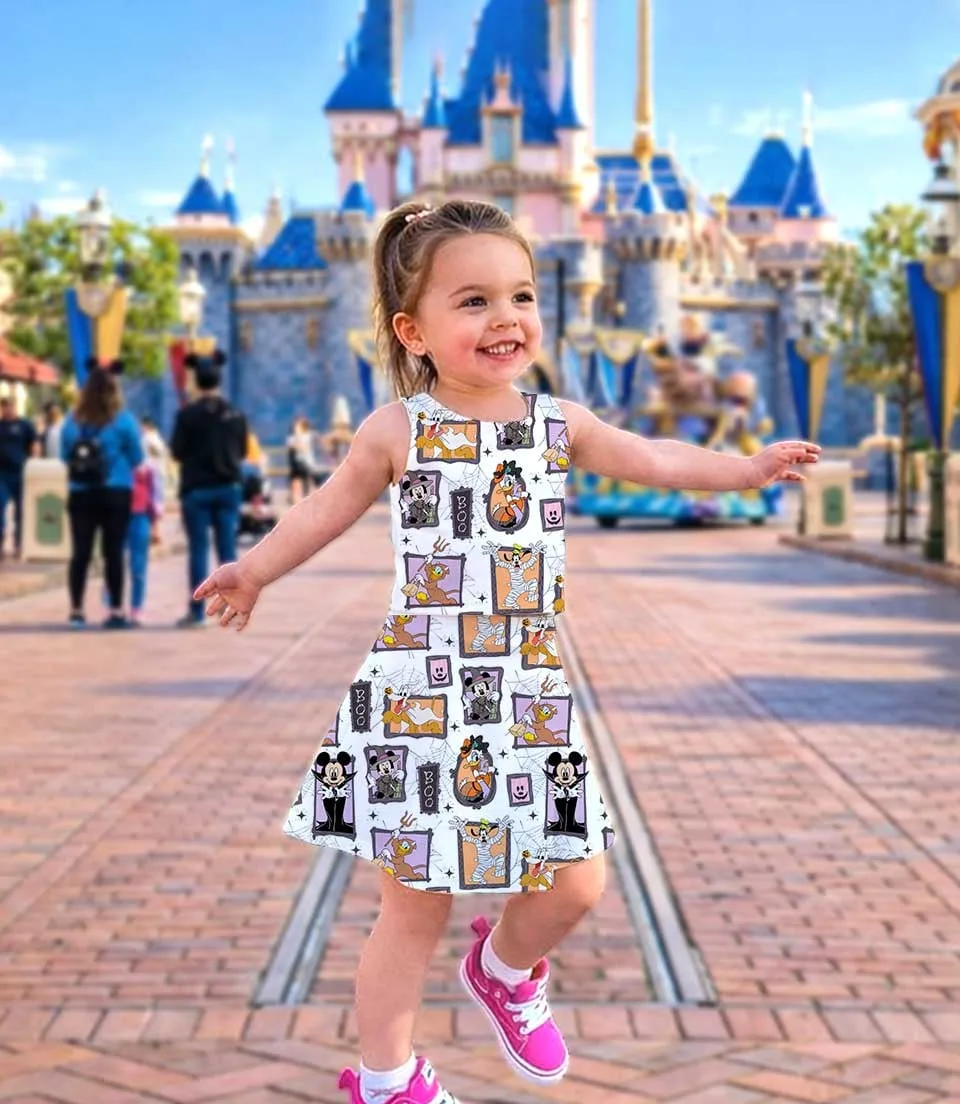 Disney Halloween Mickey Mouse Family Matching Dress Set, Mickey Donald Goofy Checkerboard Two Piece Dress Set, Spooky Cute Mom and Me Outfit Costume - Image 3
