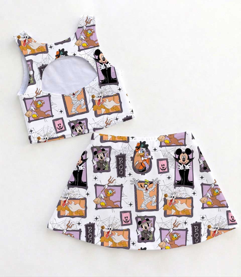 Disney Halloween Mickey Mouse Family Matching Dress Set, Mickey Donald Goofy Checkerboard Two Piece Dress Set, Spooky Cute Mom and Me Outfit Costume - Image 2