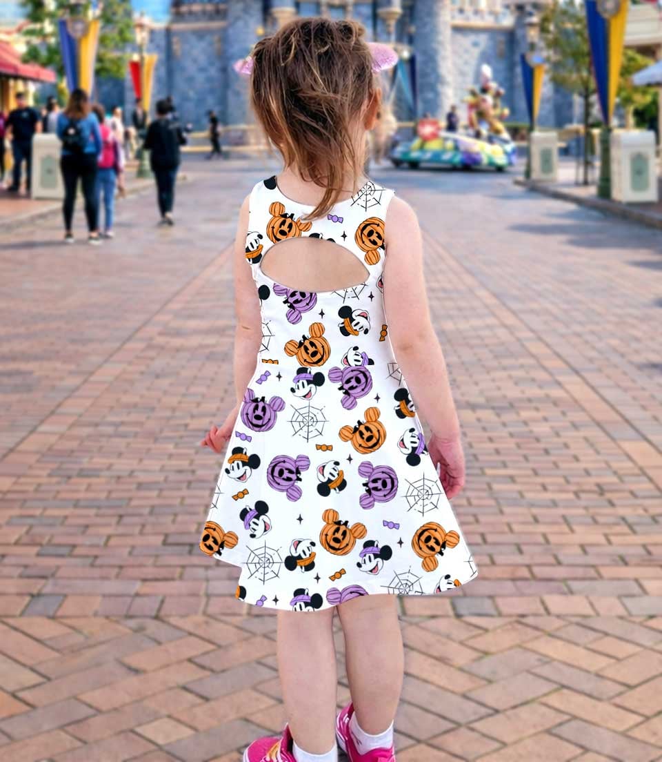 Disney Inspired Halloween Family Matching Dress Set, Mickey Pumpkin Crop Top and Skirt Dress Set, Spooky Cute Mom and Me Costume Outfit - Image 3