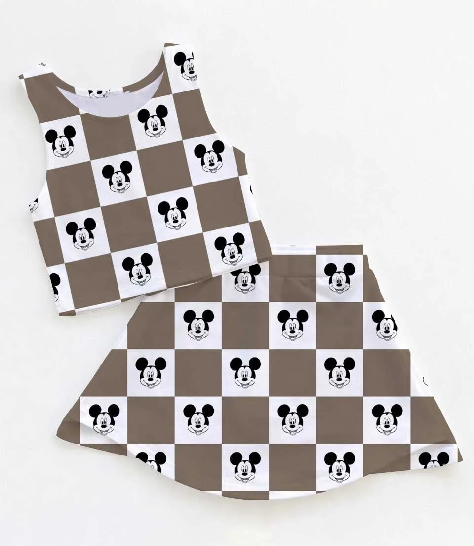 Disney Classic Mickey Checkered Matching Mom and Me Dress Set, Magical Theme Park Family Vacation Outfit
