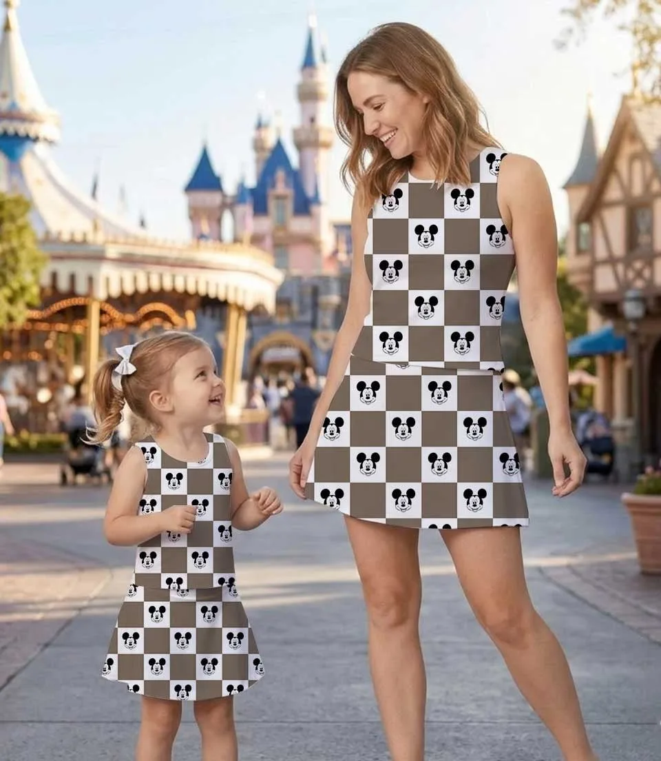 Disney Classic Mickey Checkered Matching Mom and Me Dress Set, Magical Theme Park Family Vacation Outfit - Image 8