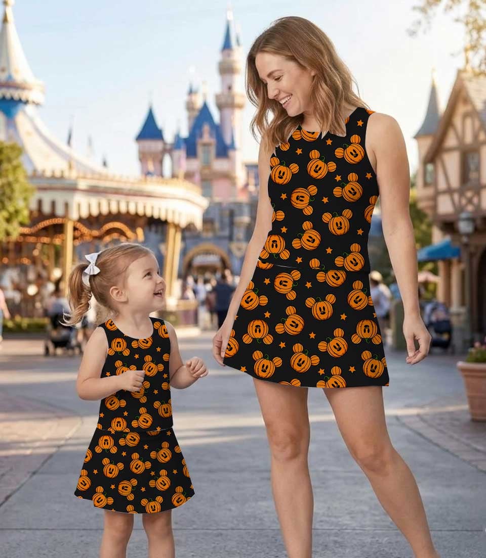 Disney Mickey Pumpkin Halloween Matching Mom and Me Dress Set, Spooky Fall Theme Park Family Vacation Outfit - Image 8