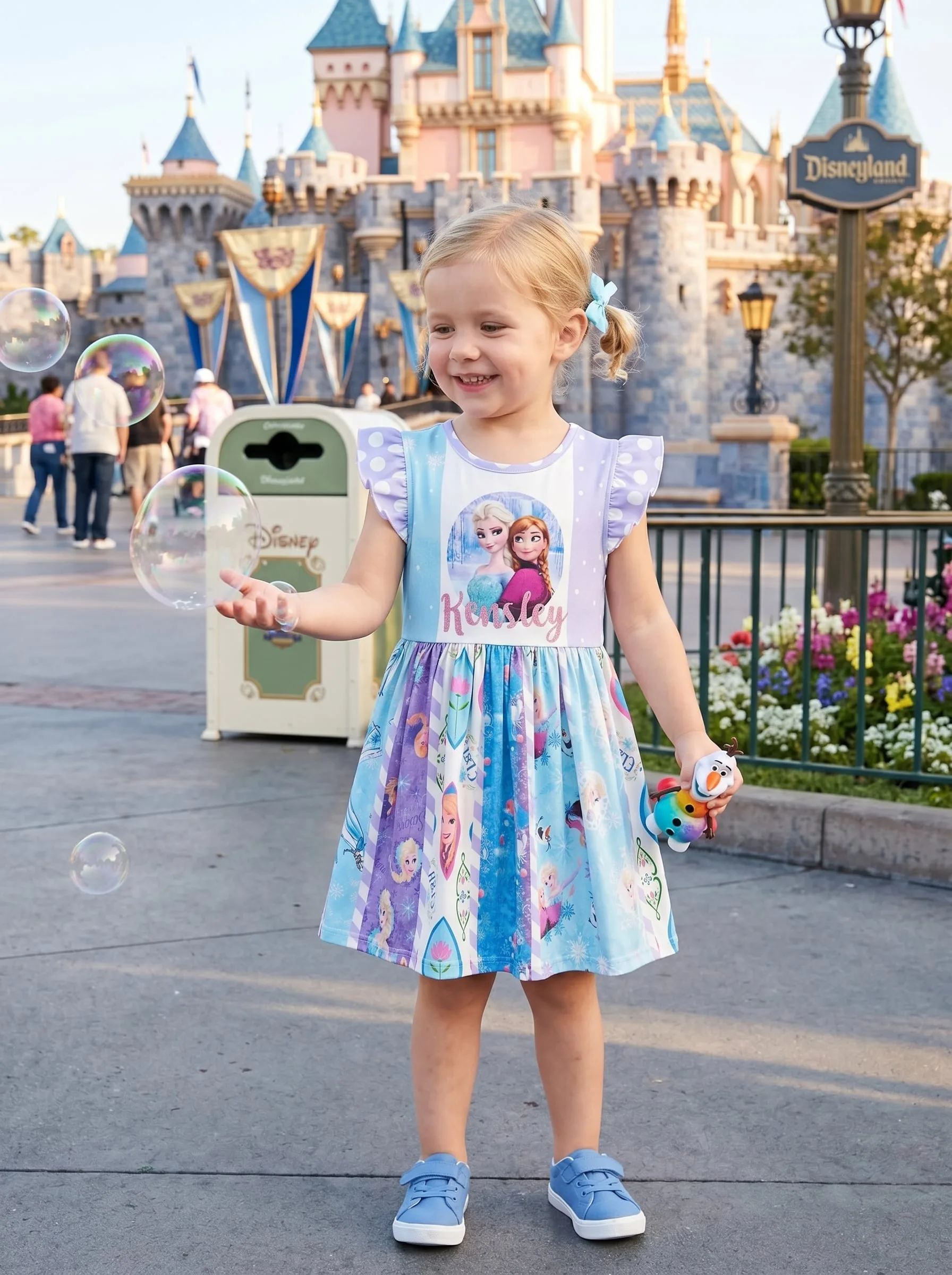 Personalized Frozen Twirl Dress, Elsa Anna Custom Name Dress, Disney Park Outfit for Girls - Image 4