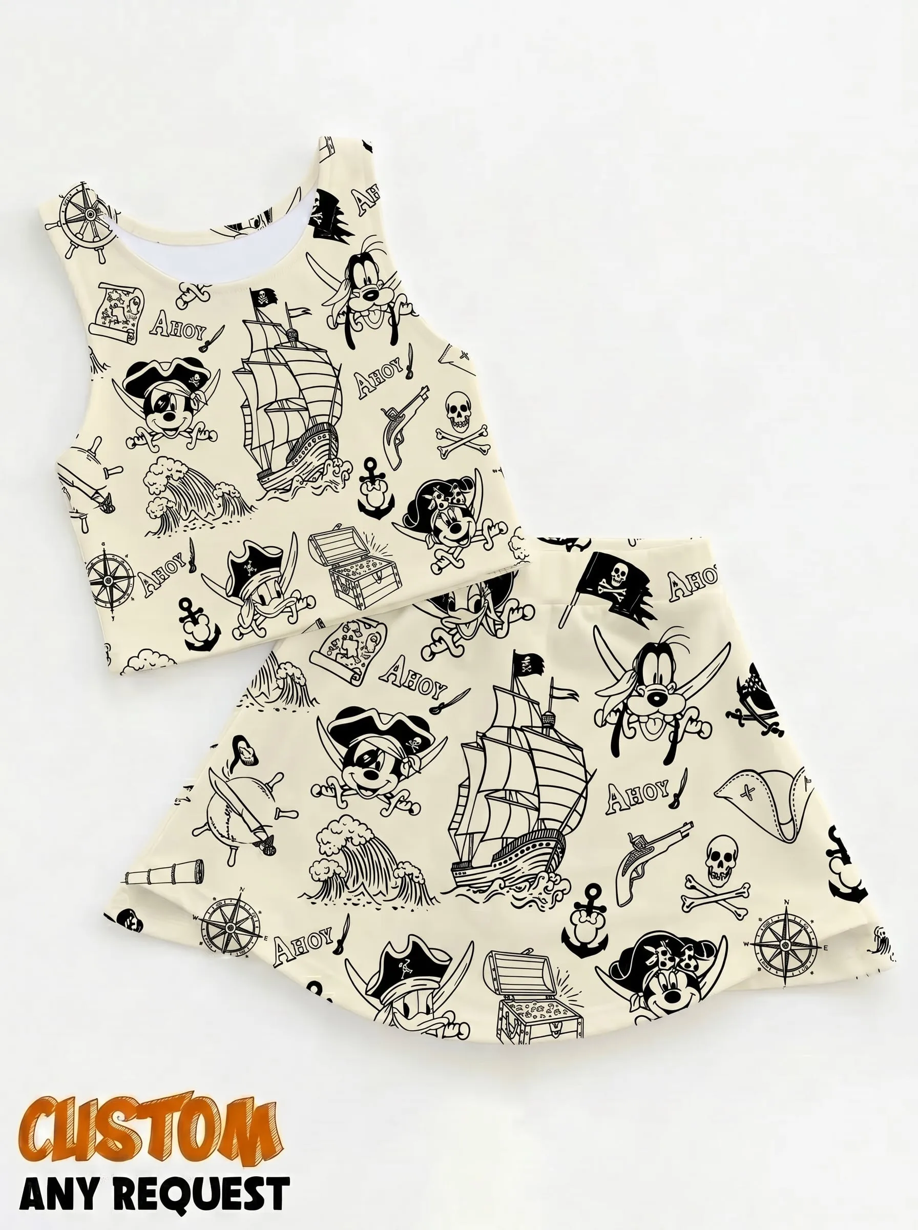 Pirate Mickey Matching Dress Set, Mom And Me Outfit, Disney Park Vacation Clothes