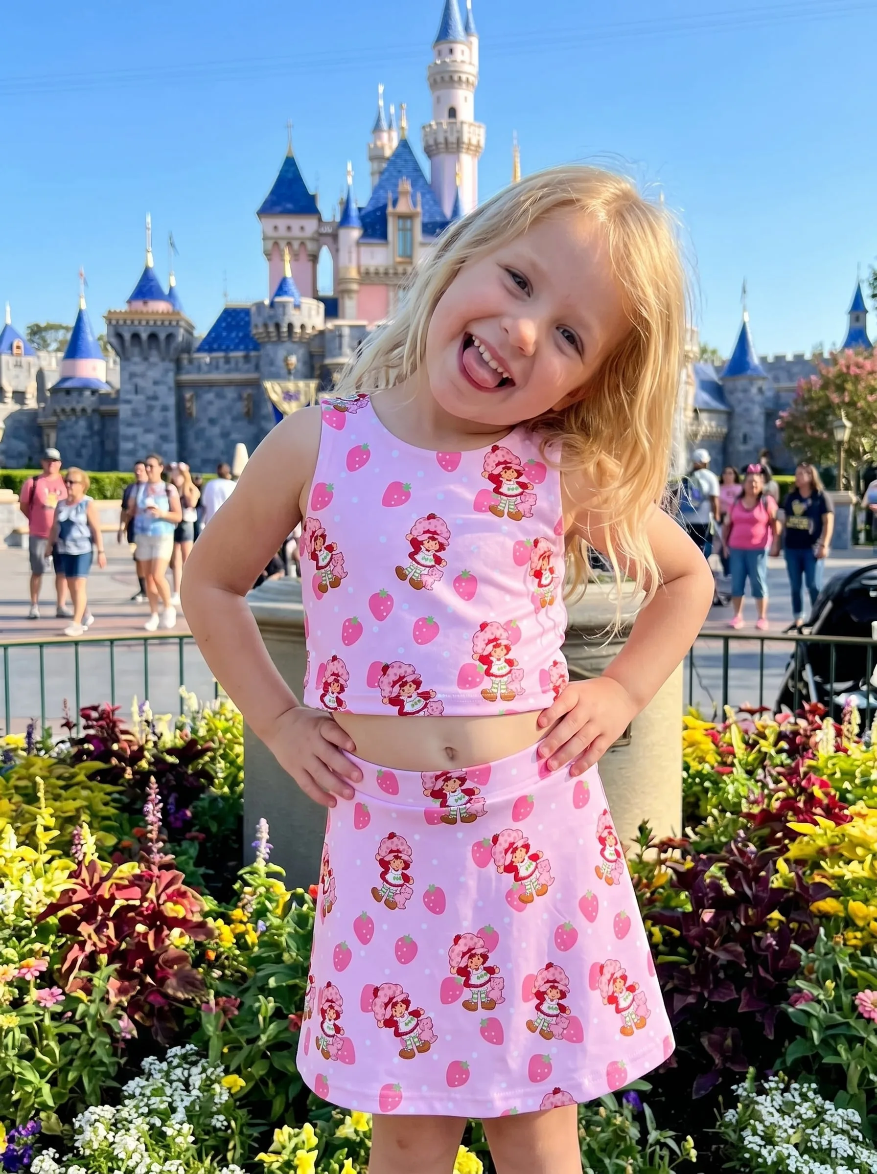 Strawberry Shortcake Matching Dress Set, Mom And Me Outfit, Pink Strawberry Tennis Skort Dress - Image 2