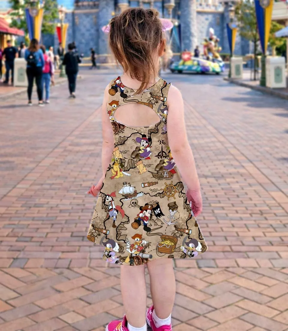 Disney Pirate Adventure Matching Mom and Me Dress Set, Treasure Map Theme Park Family Vacation Outfit - Image 3