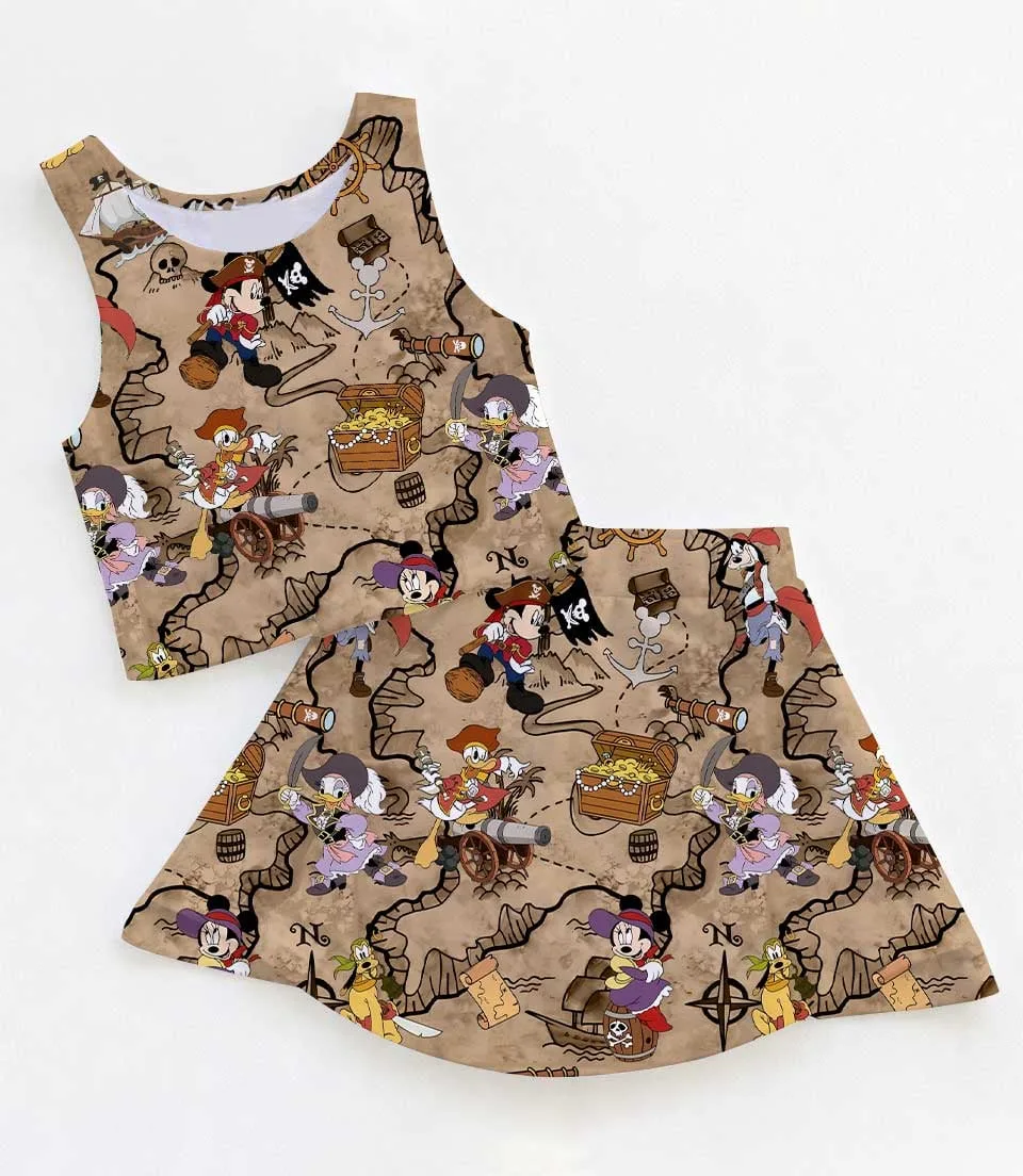 Disney Pirate Adventure Matching Mom and Me Dress Set, Treasure Map Theme Park Family Vacation Outfit