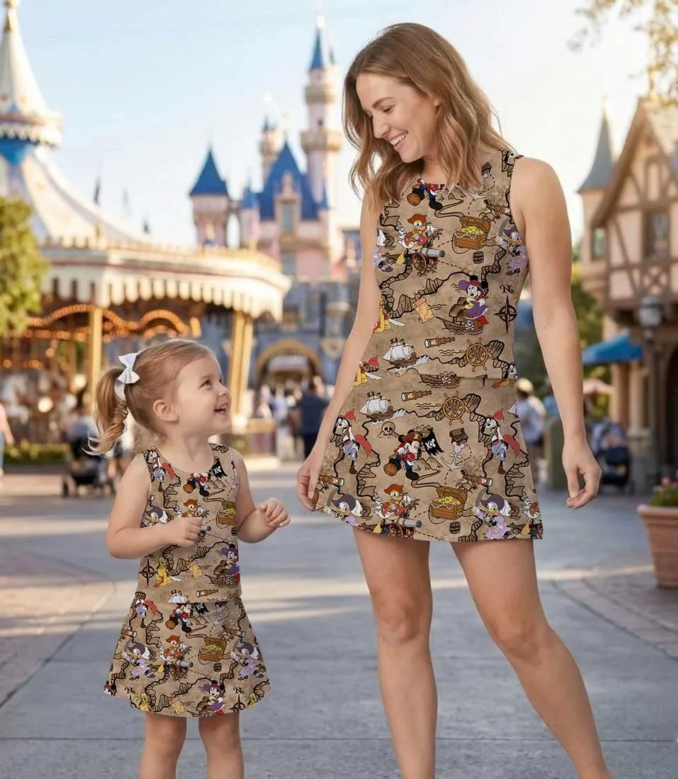 Disney Pirate Adventure Matching Mom and Me Dress Set, Treasure Map Theme Park Family Vacation Outfit - Image 8