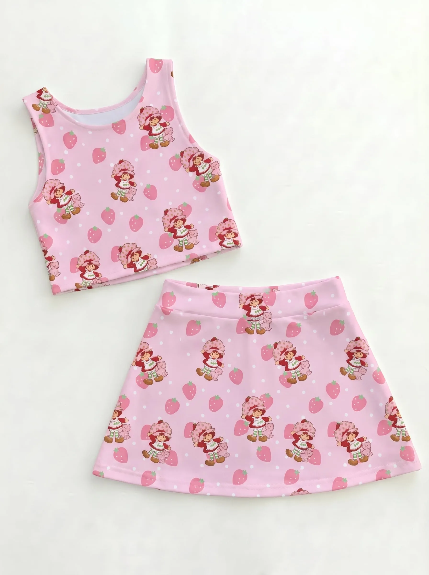 Strawberry Shortcake Matching Dress Set, Mom And Me Outfit, Pink Strawberry Tennis Skort Dress