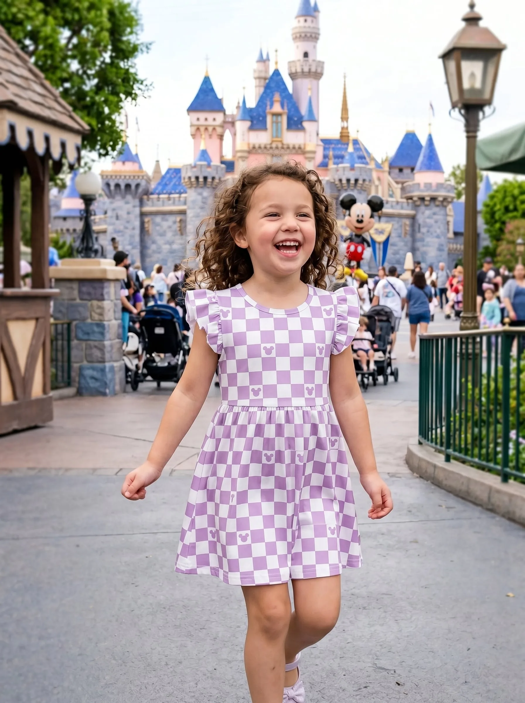 Pastel Mickey Checkerboard Matching Dress Set, Mom And Me Outfit, Disney Parks Vacation Clothes - Image 3