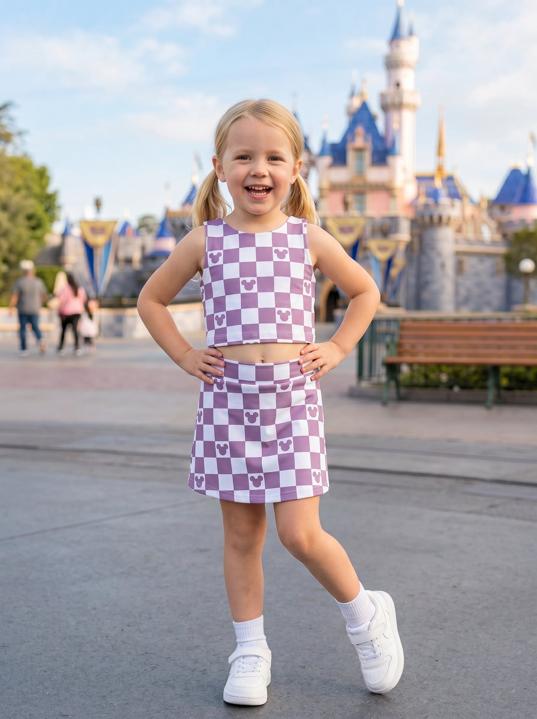 Mickey Checkerboard Matching Dress Set, Mom And Me Outfit, Disney Park Vacation Clothes - Image 2