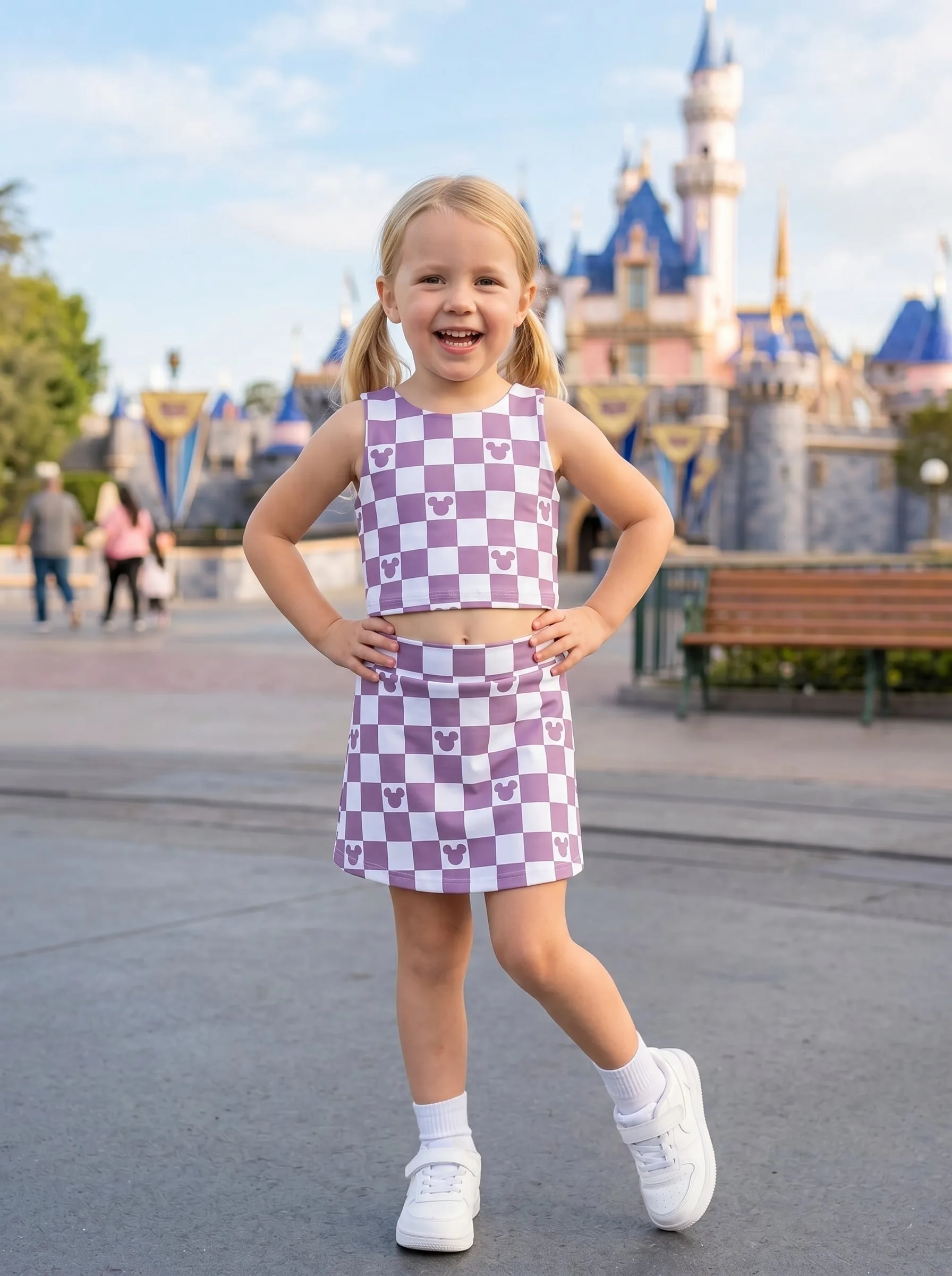 Mickey Checkerboard Matching Dress Set, Mom And Me Outfit, Disney Park Vacation Clothes - Image 2