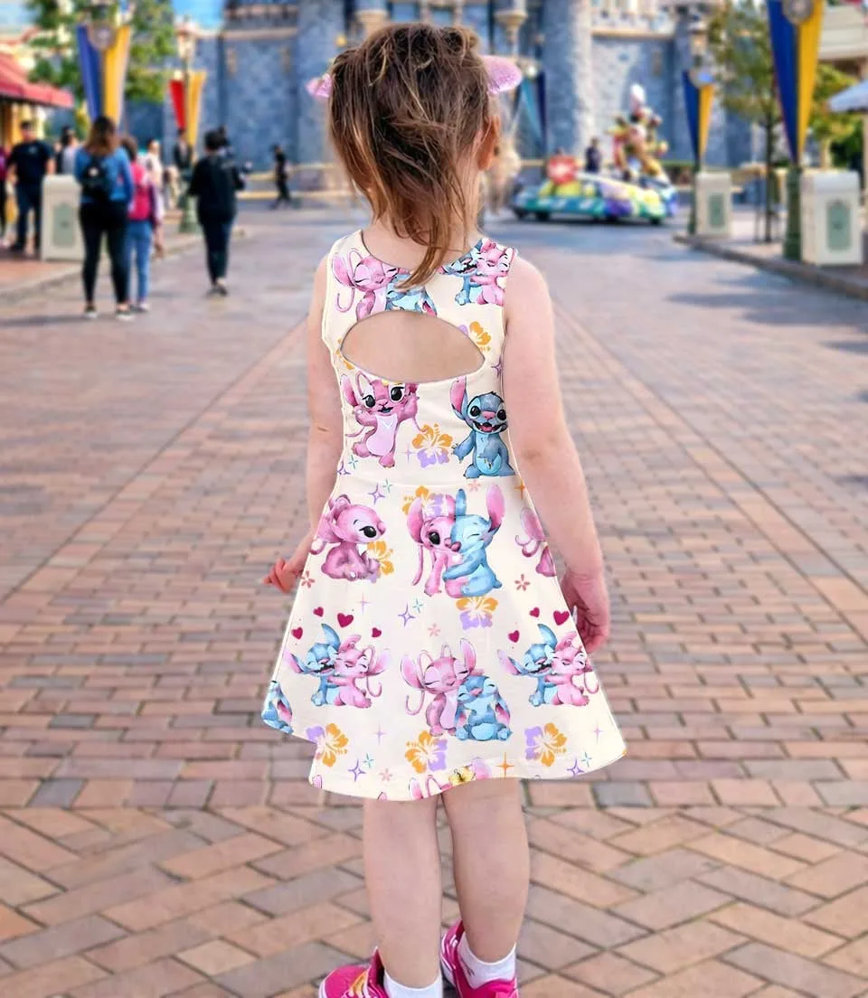 Disney Stitch & Angel Matching Mom and Me Dress Set, Cute Hawaiian Theme Park Family Vacation Outfit - Image 3